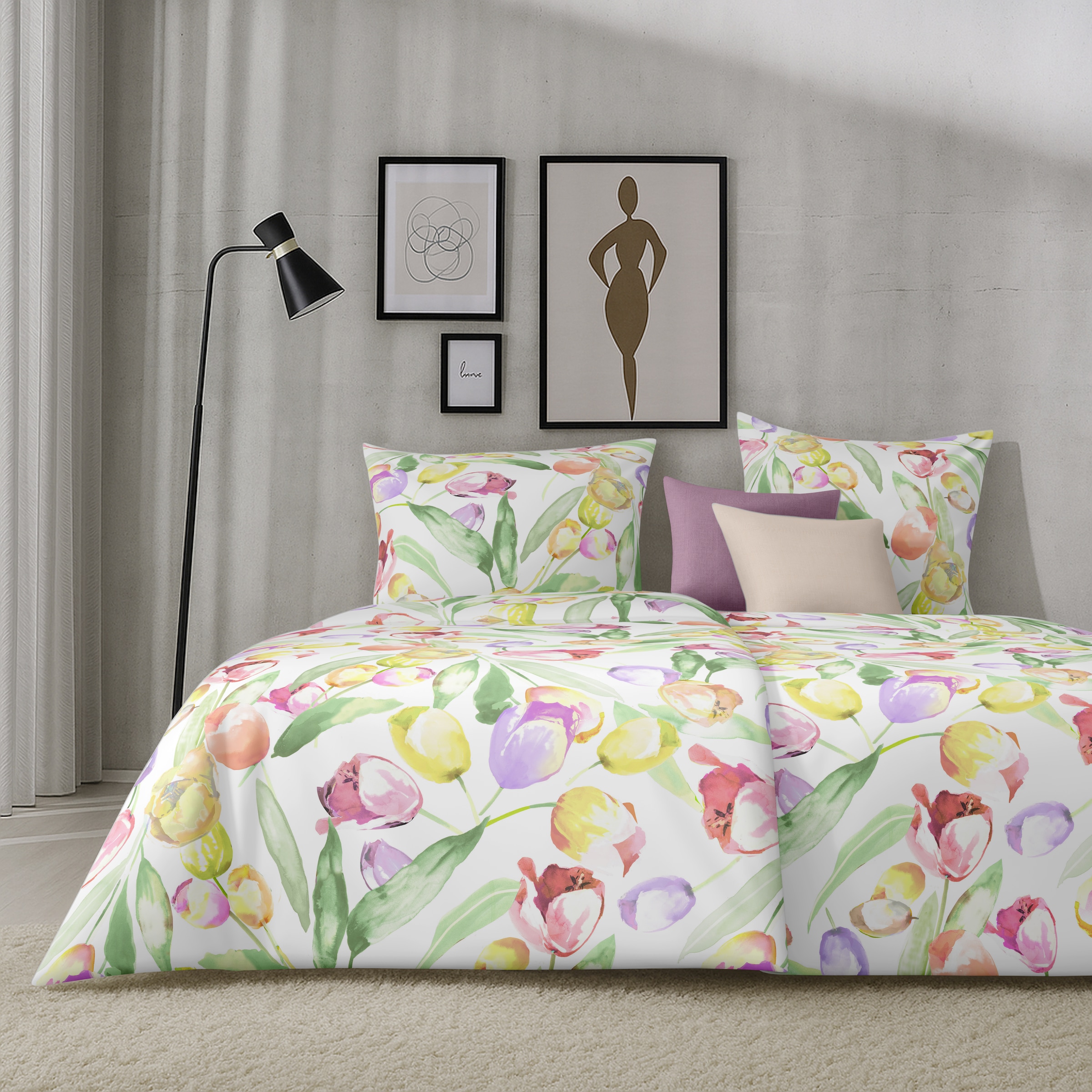 APELT Bettwäsche »Tulip GOTS« 2 tlg. Bettwäsche-Set mit Reißverschluss, Baumwoll-Satin, Digitaldruck