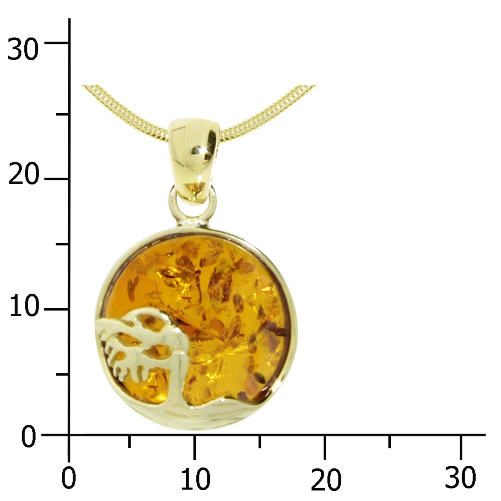 Kette und Anhänger Set OSTSEE-SCHMUCK "- Windflüchter 16 mm - Gold 333/000 - Bernstein" Gr. 45, gold (gold 333, goldfarben, gelb), Schmuck_Sets, Damen, 45, Gelbgold 333 2