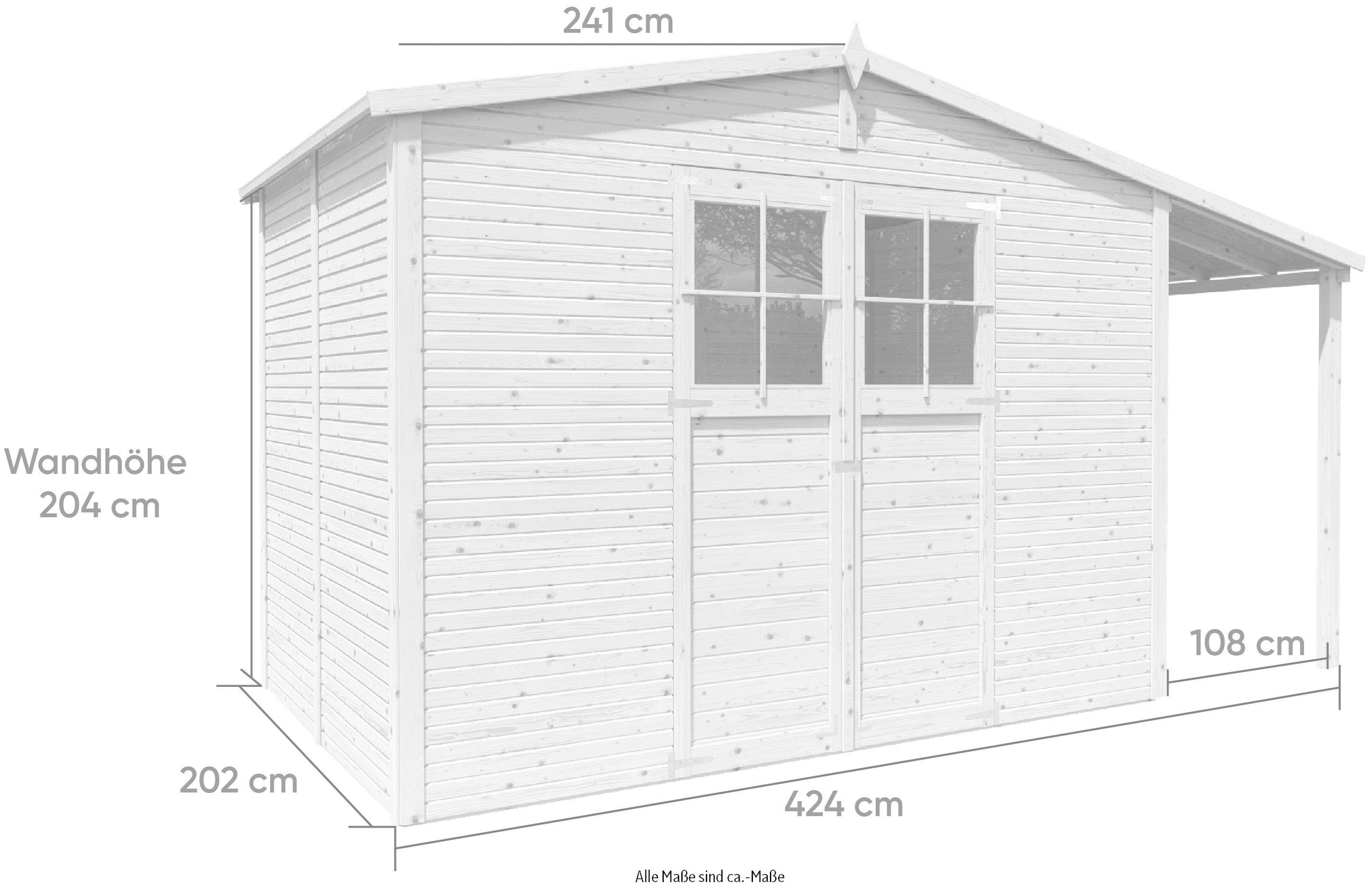 KONIFERA Gartenhaus »Alto 4 PLUS Fineline Satteldach«, mit Anbaudach