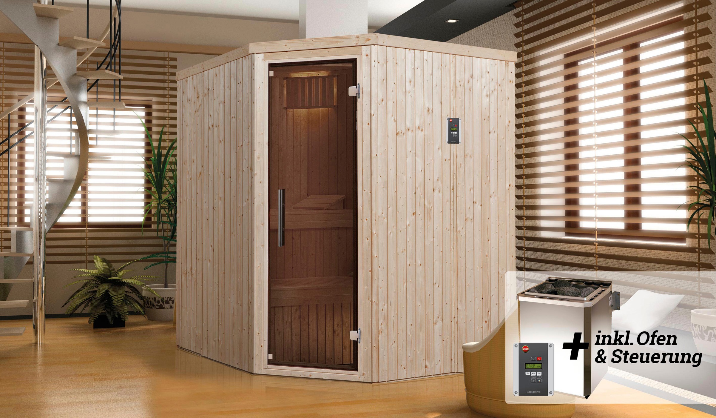 weka Sauna »Varberg«, 7,5 kW Bio-Ofen mit digitaler Steuerung