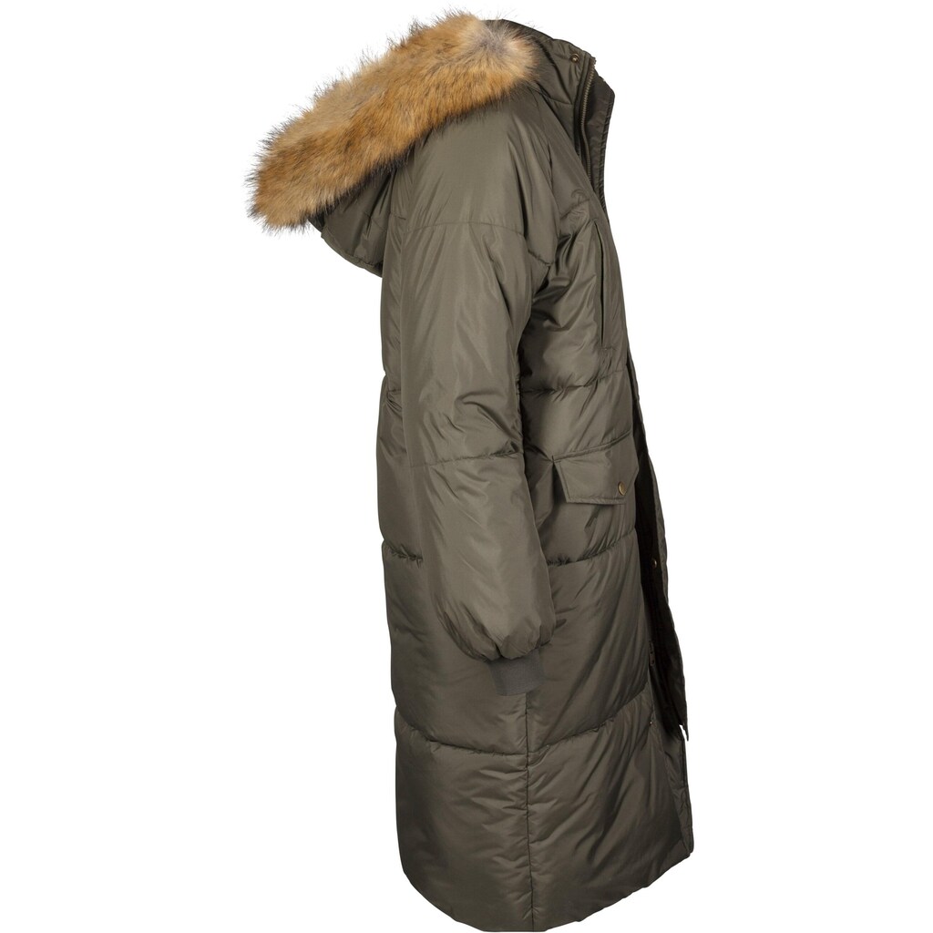 URBAN CLASSICS Winterjacke »Urban Classics Damen Ladies Oversize Faux Fur Puffer Coat«, (1 St.), mit Kapuze