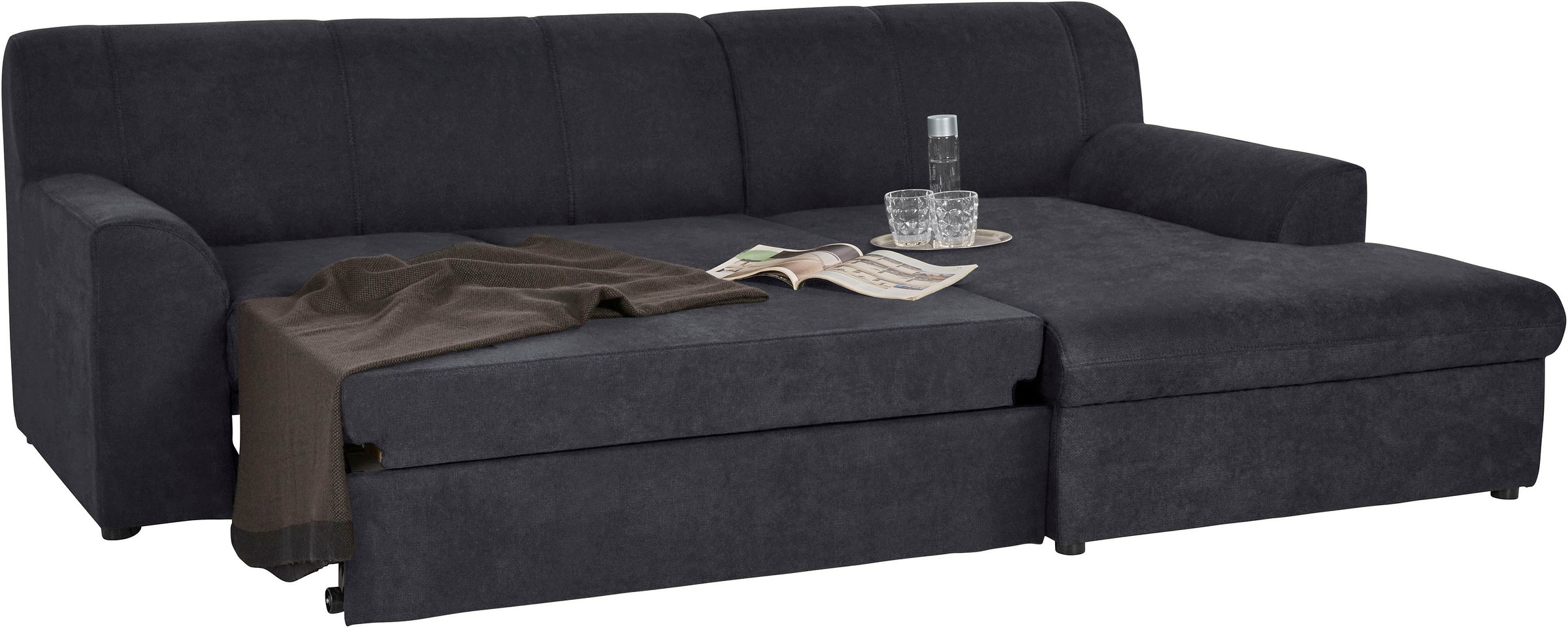 Thumbnail - DOMO collection Ecksofa "Topper, elegant und zeitlos, kompaktes Stellmaß 245/155cm, L-Form" mit Recamiere, wahlweise mit...