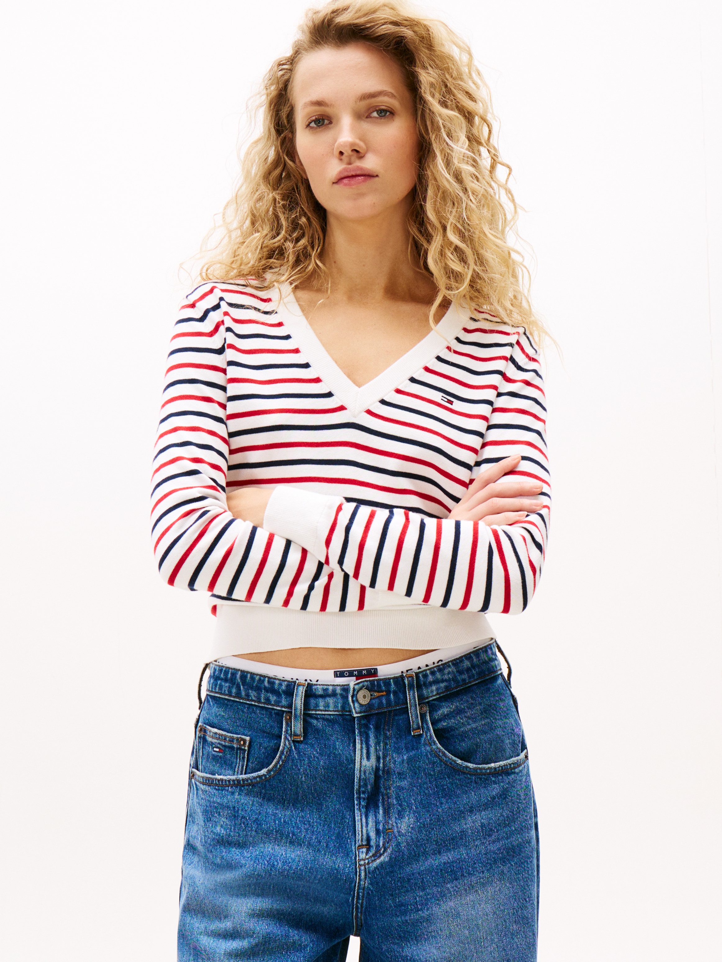 Tommy Jeans V-Ausschnitt-Pullover "TJW ESSENTIAL VNECK SWEATER EXT", mit Lo günstig online kaufen