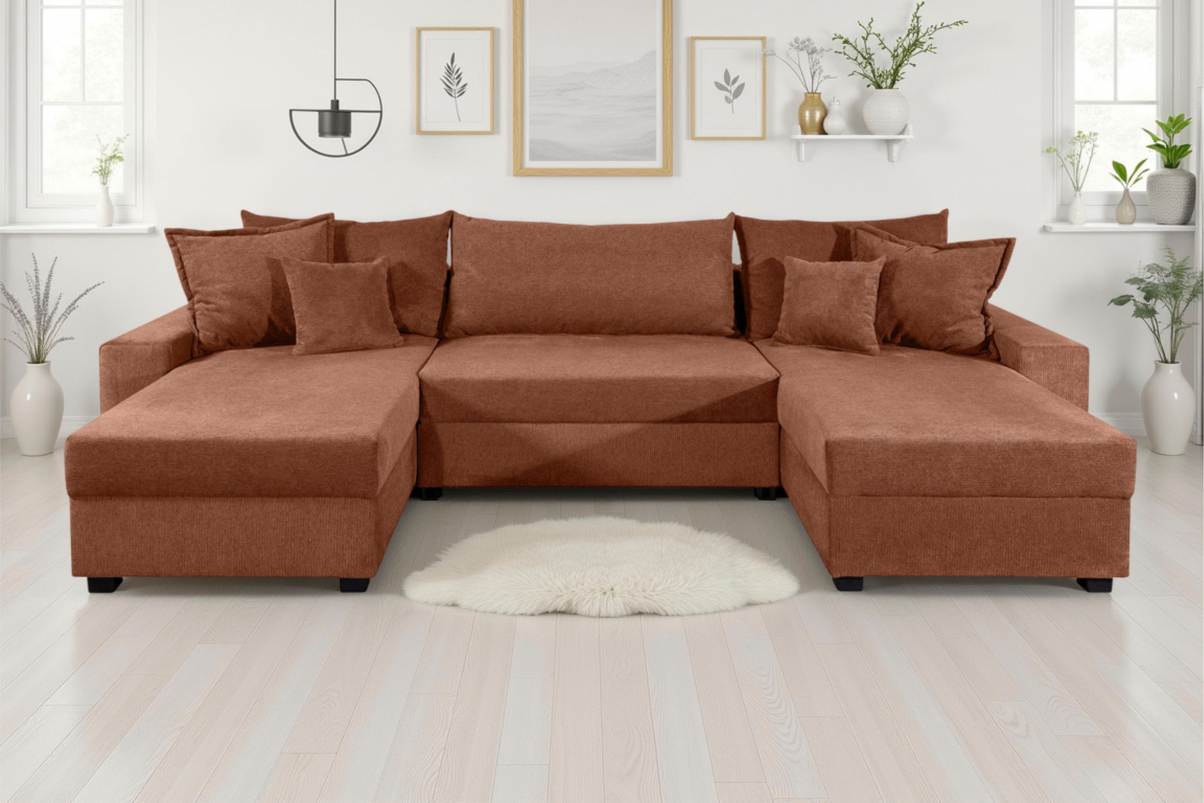 Wohnlandschaft OTTO HOME, B:313cm H:42cm T:161cmterra, 100%Polyester, Sofas, "Alexa", Wohnlandschaft,2 Ottomane,Bonnelfederkern,Schlaffunktion