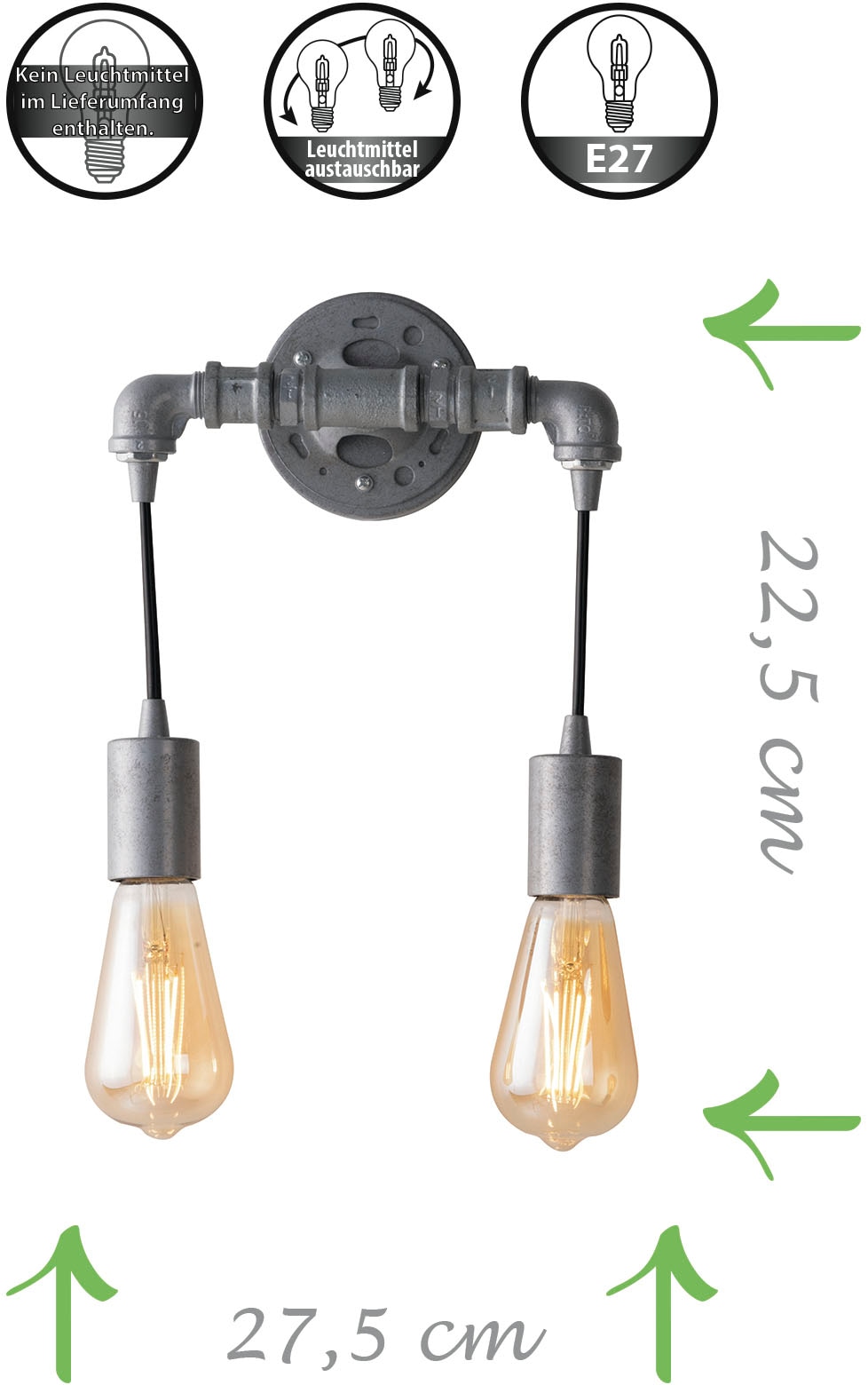 ECO-LIGHT Wandleuchte »AMARCORD«, Leuchtmittel E27 | ohne Leuchtmittel