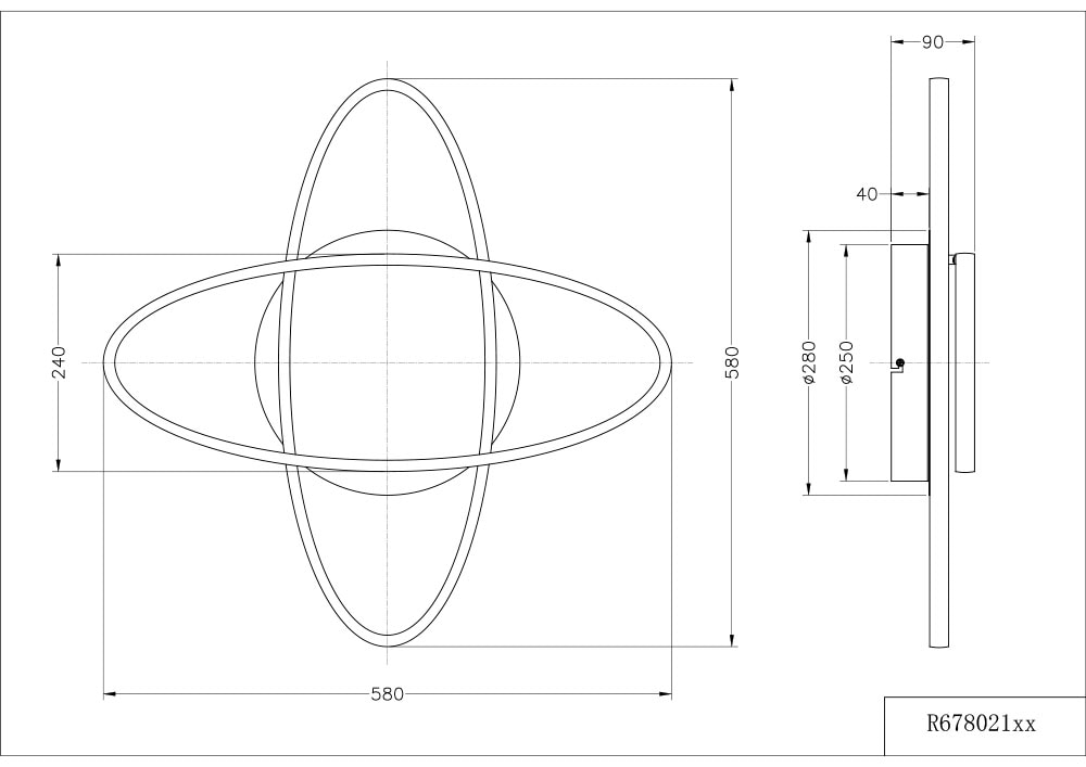 REALITY Leuchten LED Deckenleuchte »LANE, LED Deckenlampe Ringe, 27W 3500 Lumen 4000K kaltweiß 58x58 cm« LED-Board 1 Stk. Kaltweiß dimmbar per Wandschalter, Ringe flexibel verstellbar