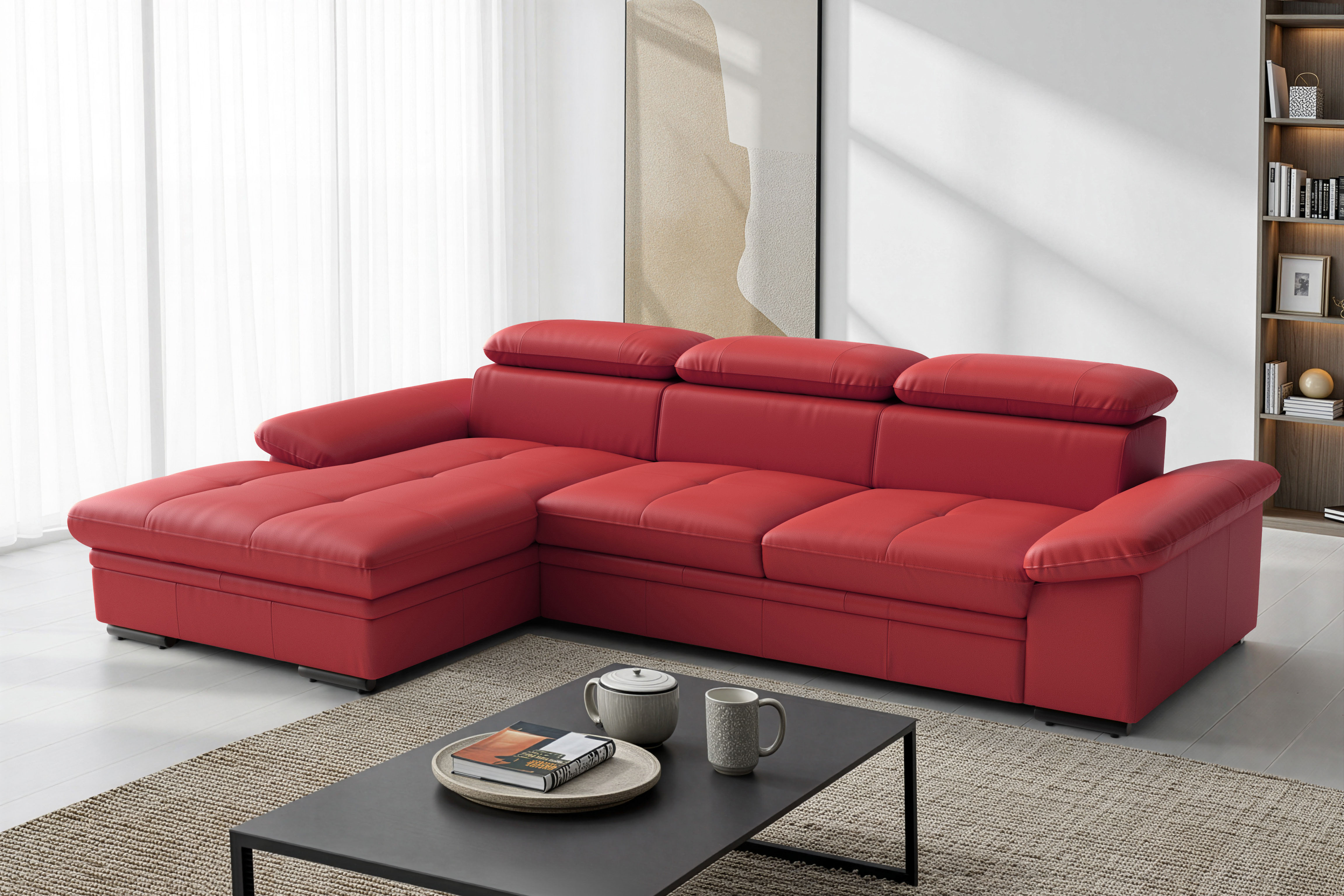 sit&more Ecksofa "Viola, Leder, L-Form, B: 260 cm, mit Armteil- und Kopfteilvertsellung" optional mit Schlaffunktion