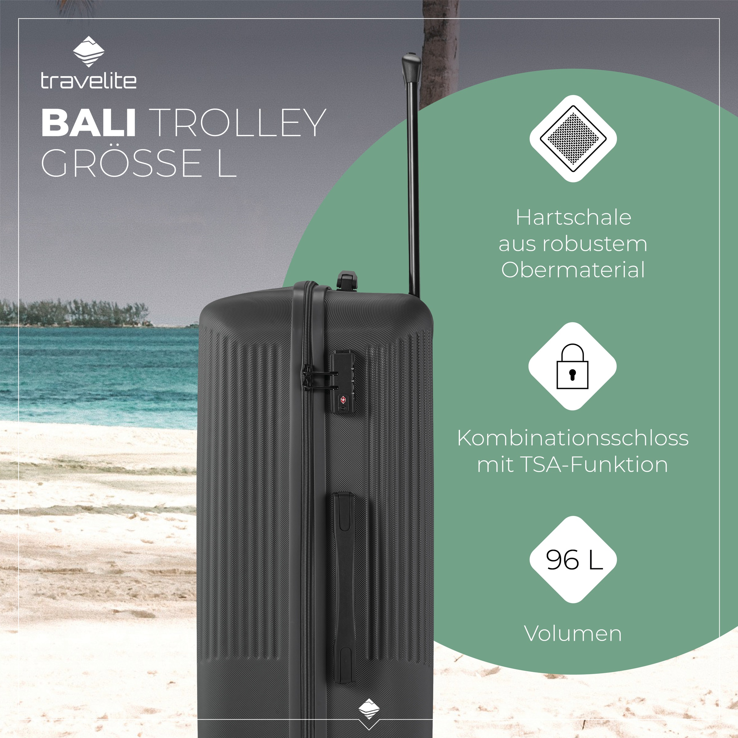travelite Hartschalen-Trolley »BALI, in verschiedenen Größen und Farben«, 4 Rollen, Hartschallenkoffer Reisegepäck Reisekoffer TSA Schloss