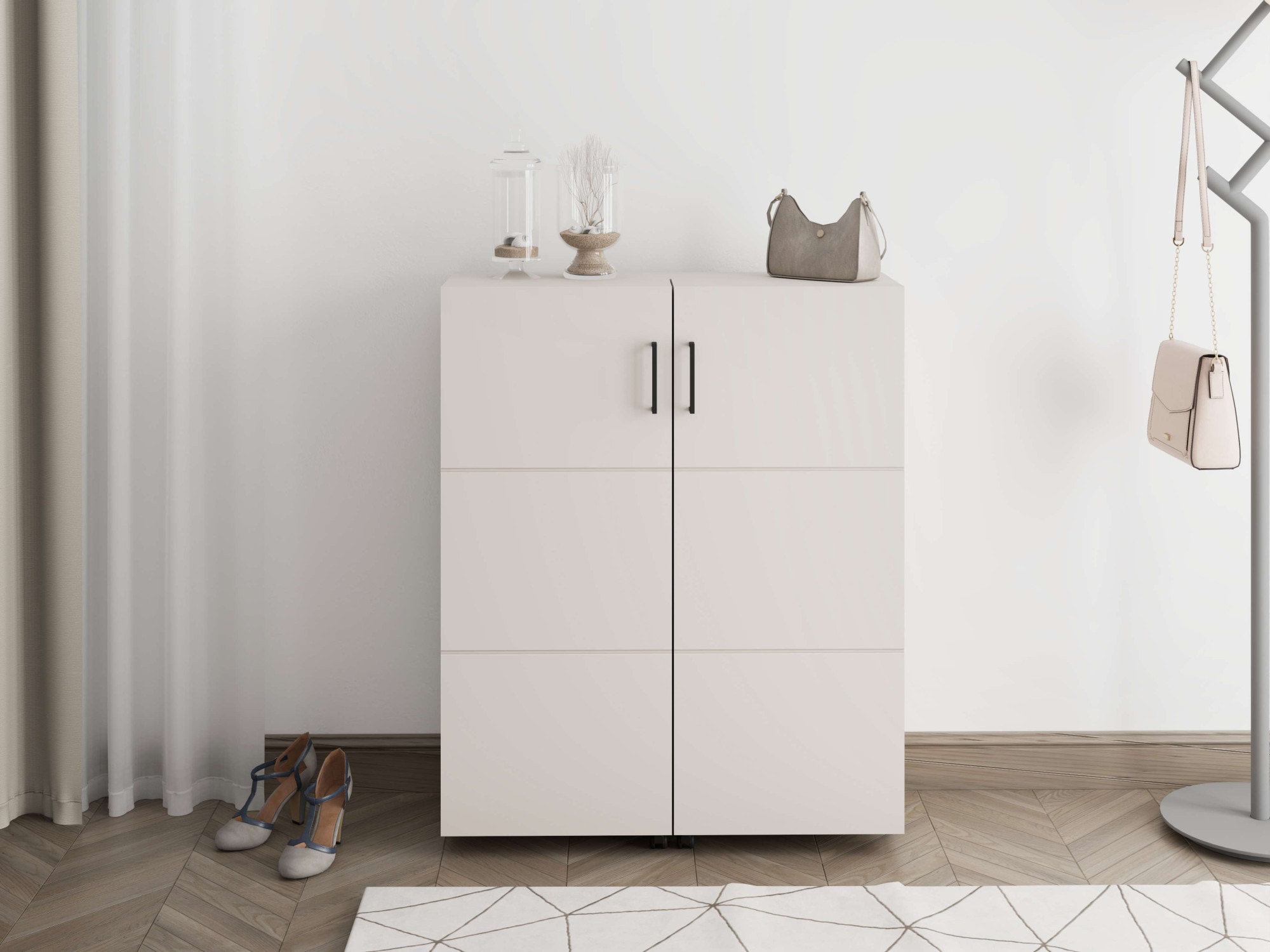 Home affaire Schuhschrank "Islay, Drehtüren auf Rollen, B/T/H: 91,6/32,4/113,2 cm" Schuhkommode mit Platz für ca. 24 Paar Schuhebis Gr. 40