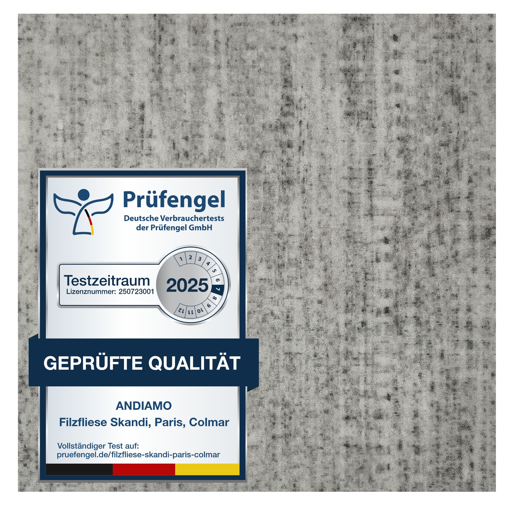 ANDIAMO Teppichfliese "Paris Nadelfilz, Gesamthöhe 4 mm", B : 40cm 1 Stk., 4 qm qm, L: 40cm, grau, Teppiche, 40x40 cm, selbstklebend, robust &