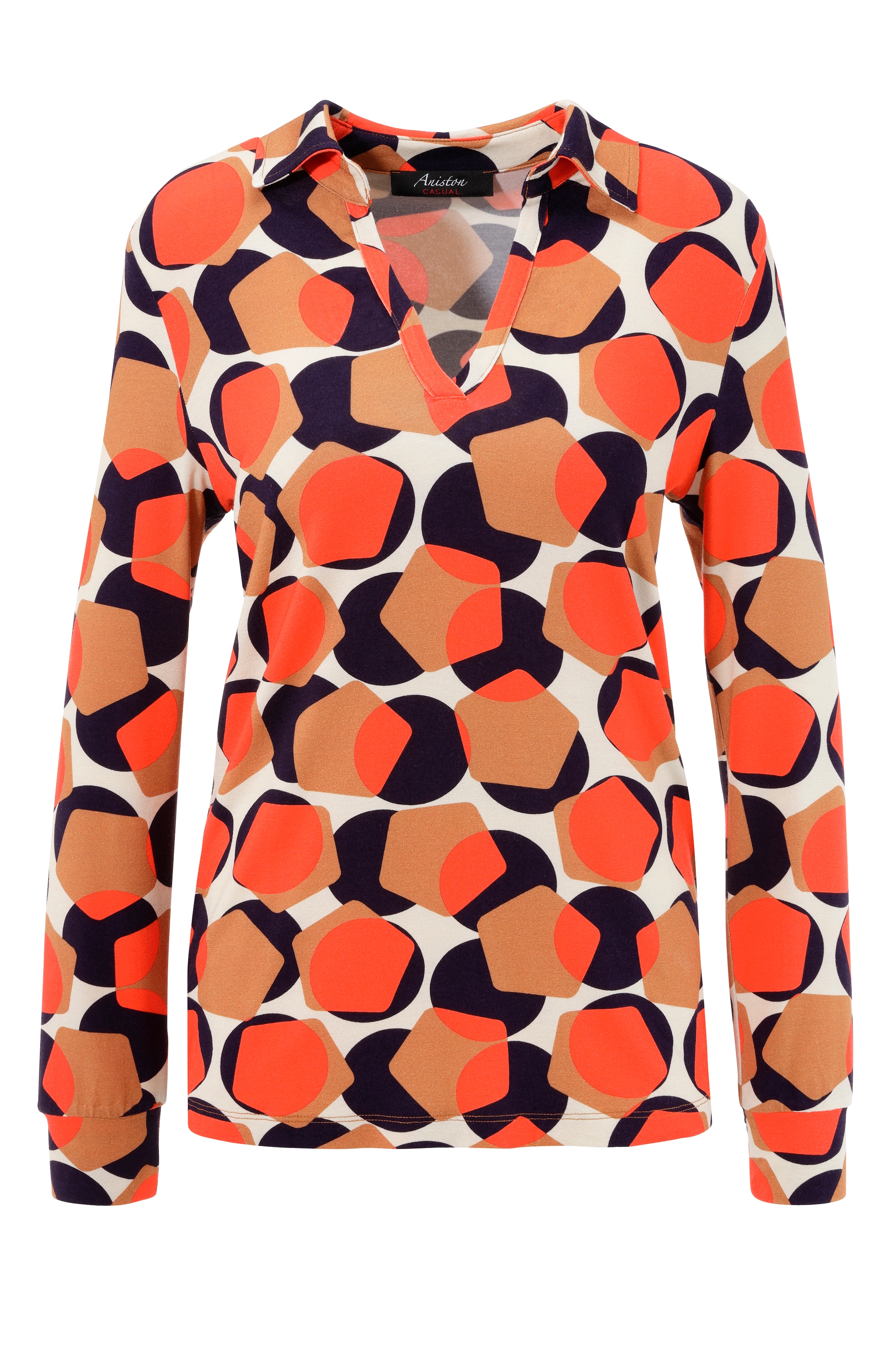 Aniston CASUAL Shirtbluse, mit trendigem kaufen Unikat | - BAUR Teil KOLLEKTION Retro-Muster - ein online jedes NEUE