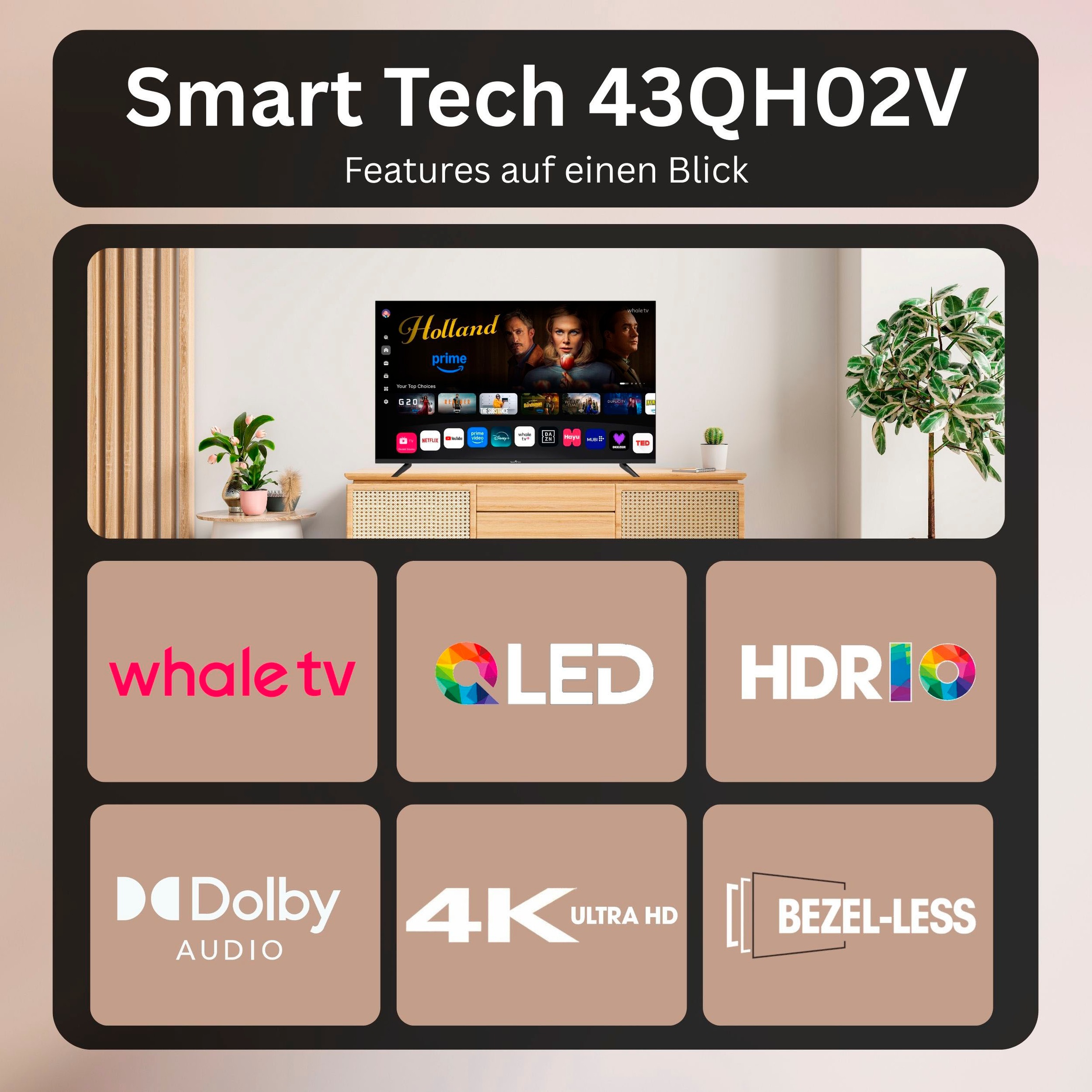 Smart Tech QLED-Fernseher »43QH02V« 108 cm/43 ″ Smart-TV