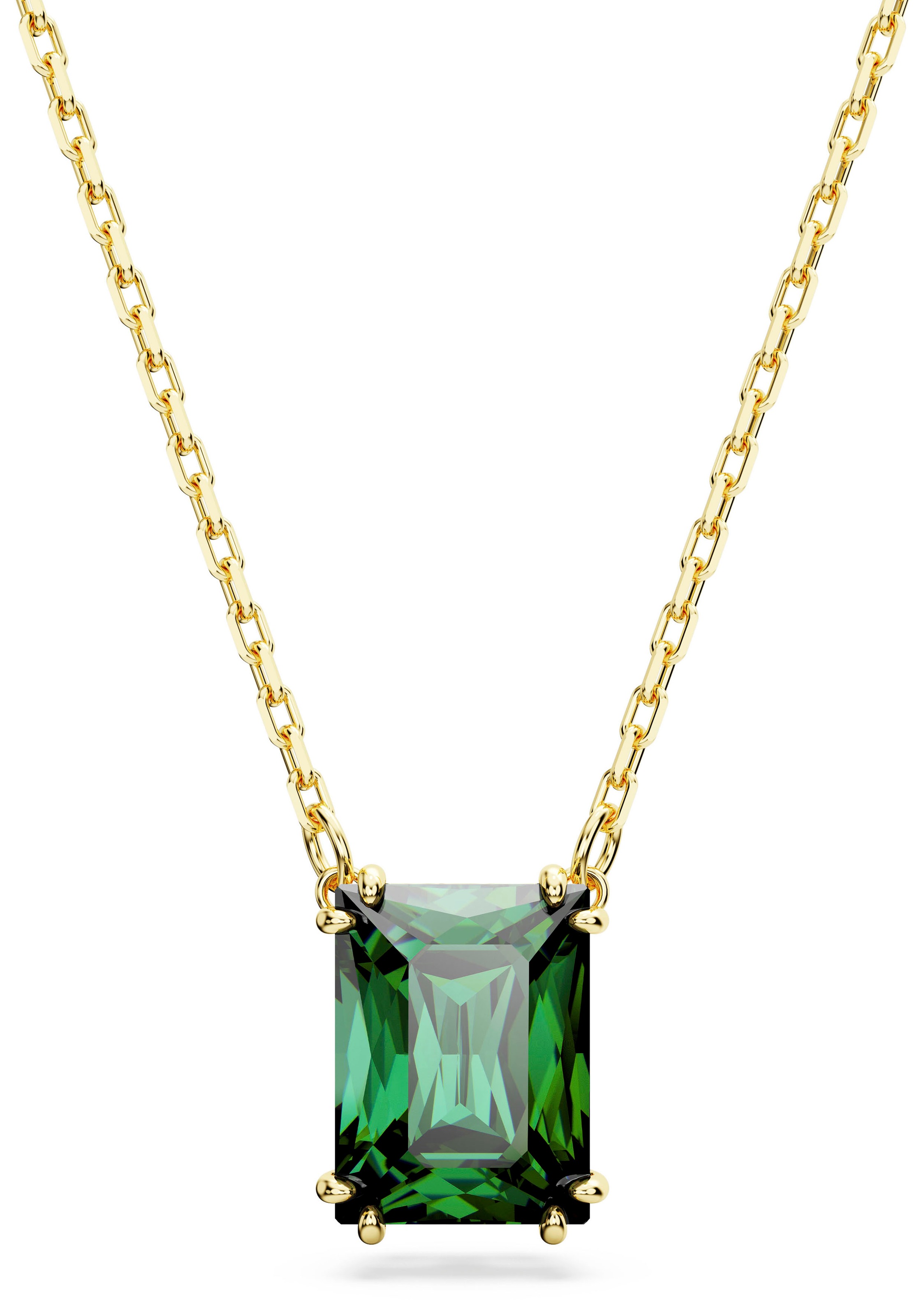 Kette mit Anhänger SWAROVSKI "Stilla Octagon", gold (gelbgoldfarben, grün), Halsketten, Damen, Metall, L: 45 B: 7,5mm, mit Swarovski Zirkonia (synth.), B:7,5mm 2