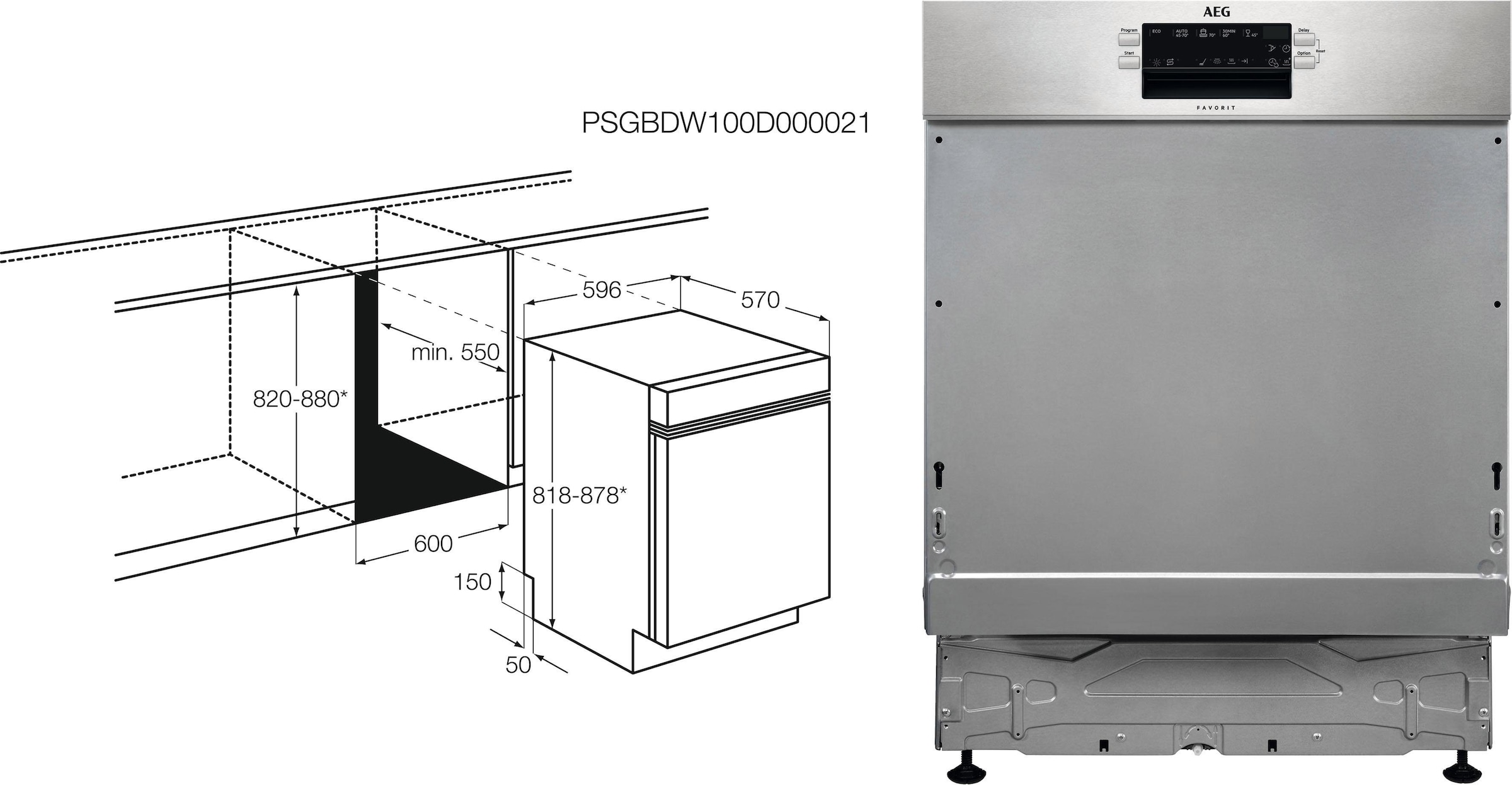 AEG Unterbaugeschirrspüler »FUE53610ZM«, FUE53610ZM, 13 Maßgedecke, mit AirDry - Technologie