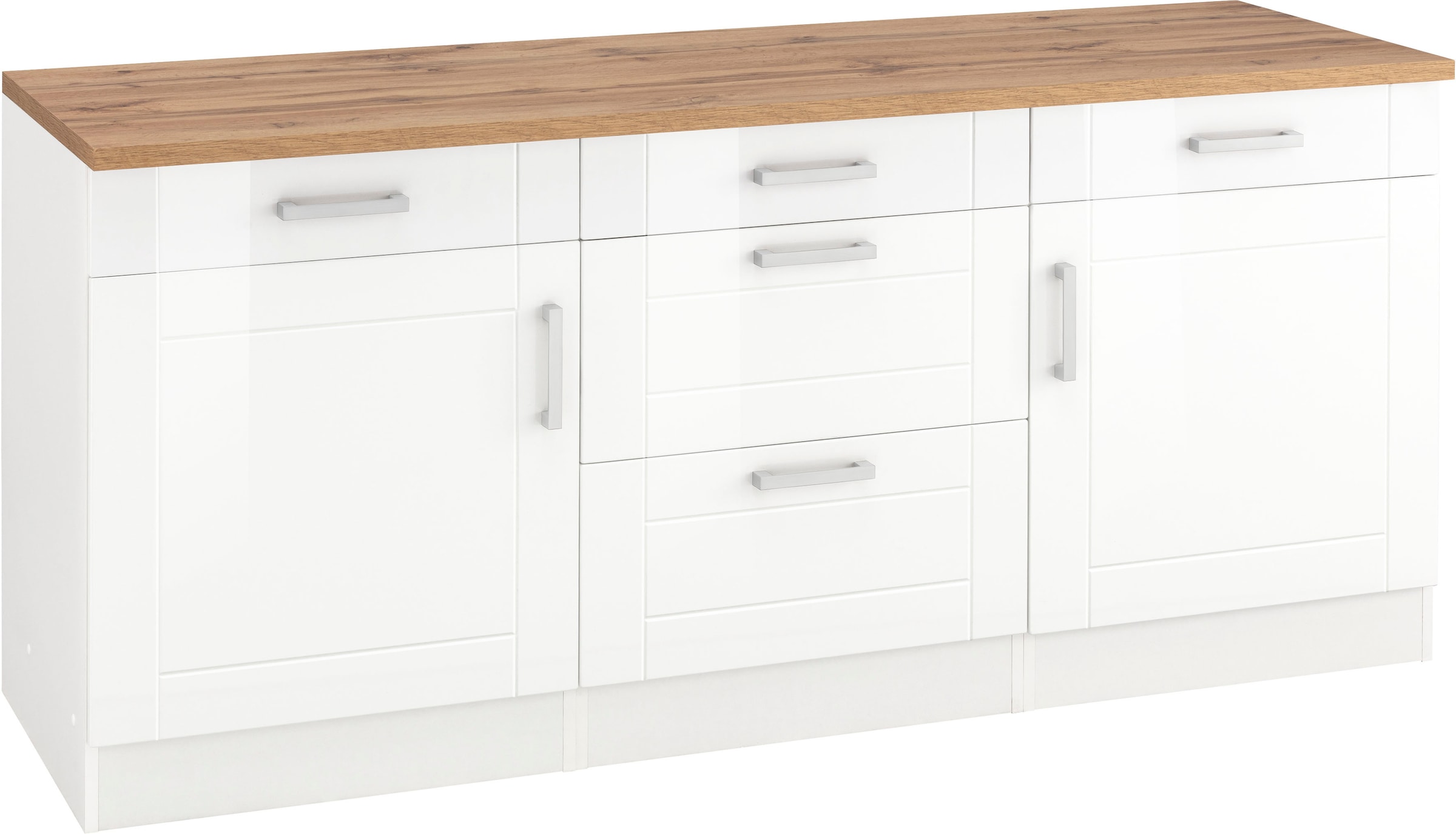 KOCHSTATION "KS-Tinnum" 180 cm breit, Metallgriffe, MDF Fronten, 3 Schubkästen, 2 Auszüge