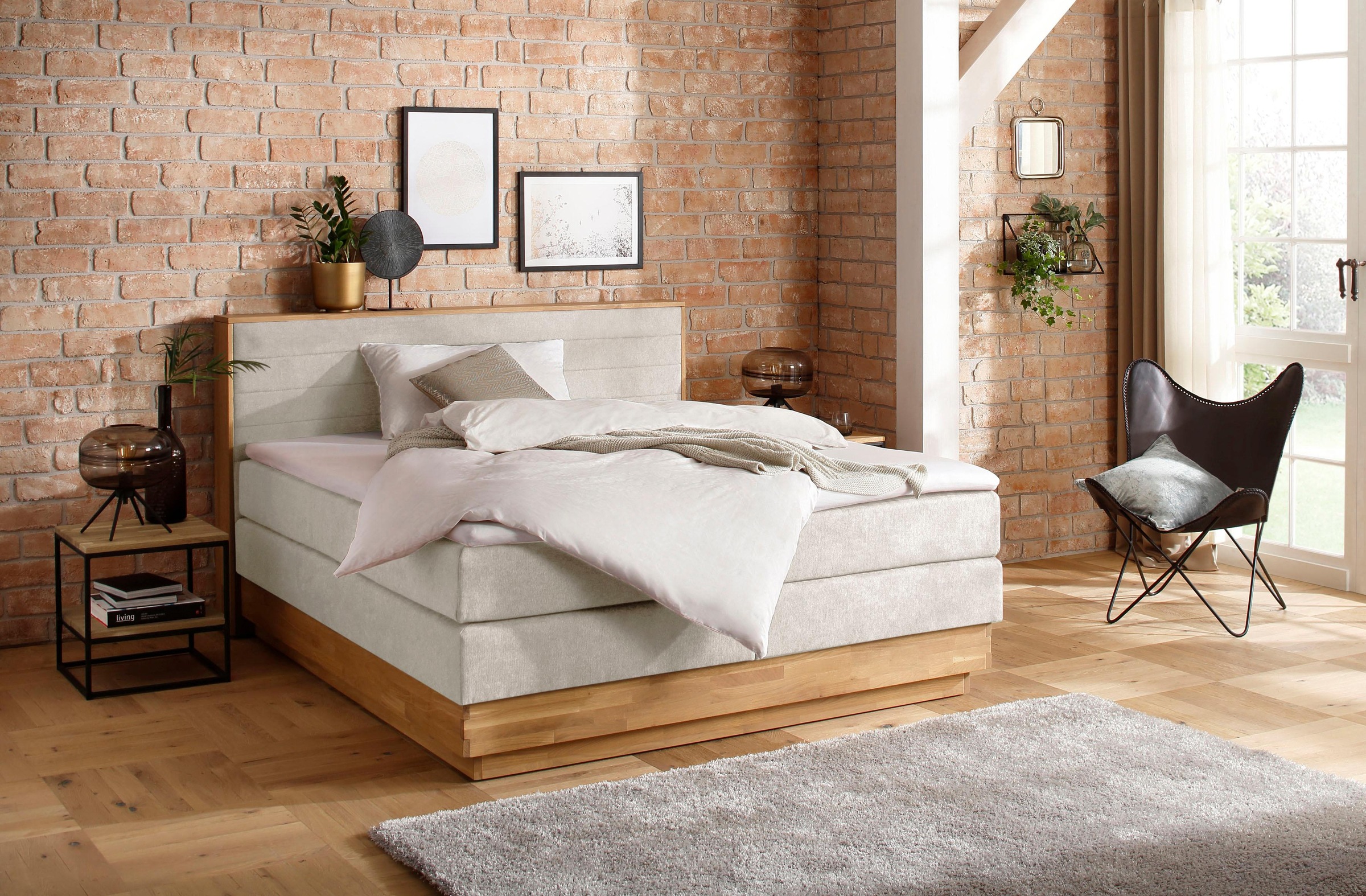 Home affaire Boxspringbett "Cavan" Eiche, inkl. Bettkasten & Topper, versch günstig online kaufen