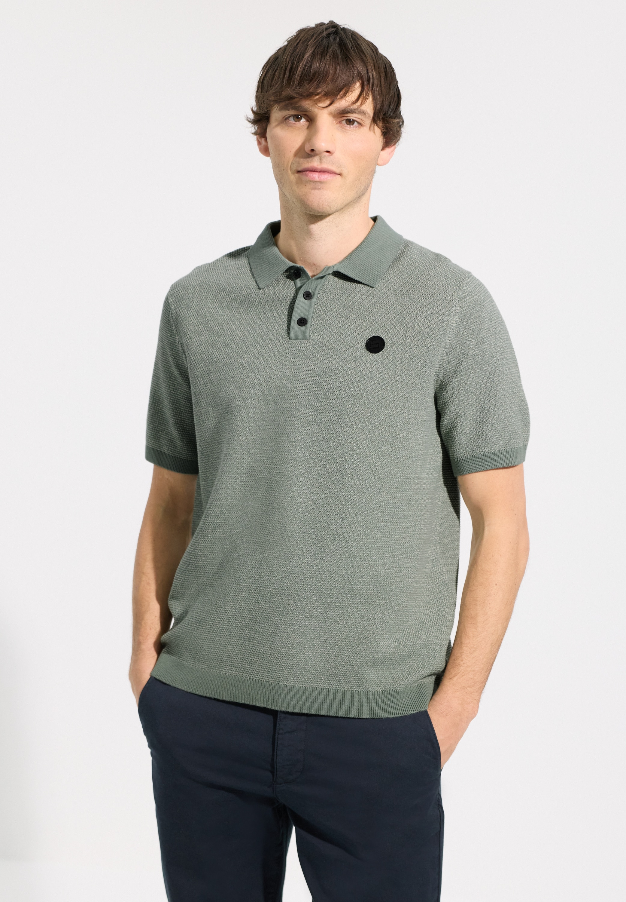 STREET ONE MEN Kurzarmpullover im soften Baumwoll-Mix