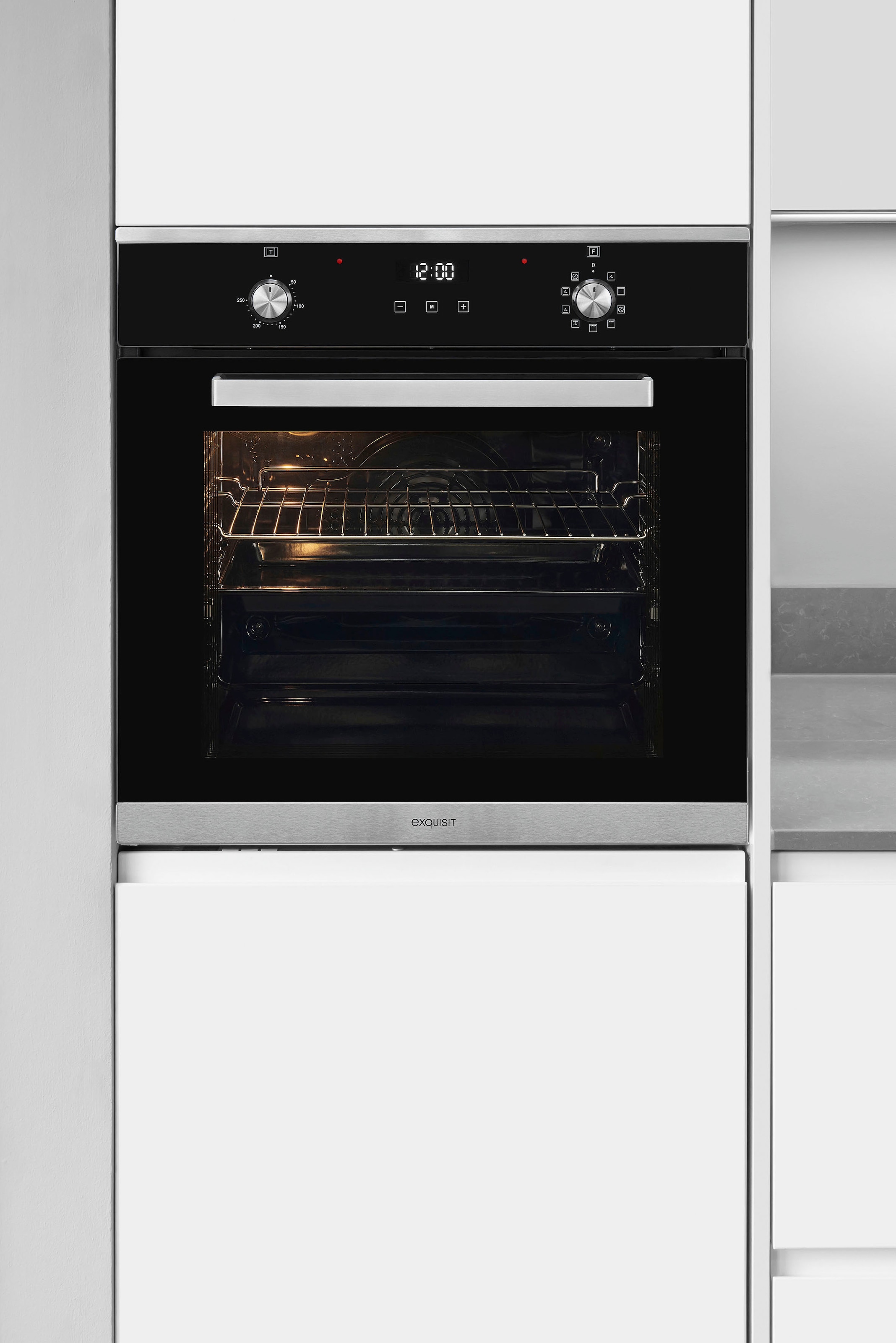 exquisit Backofen-Set »EBE76-9-H-020 inox«, mit Teleskopauszug nachrüstbar