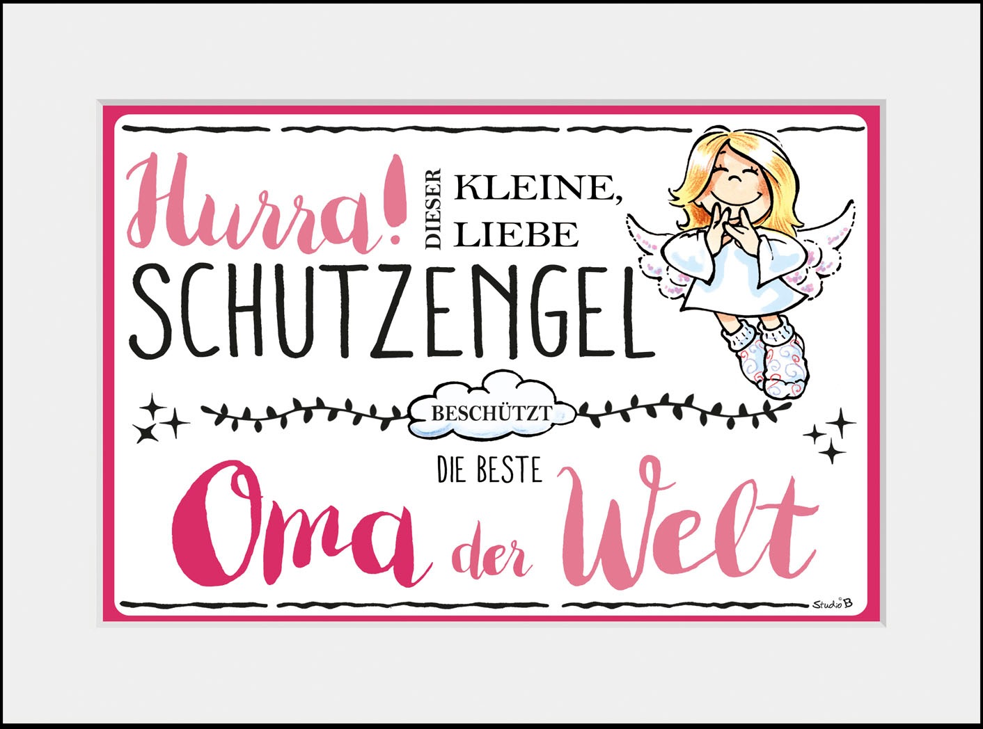 queence Bild "Schutzengel Oma", Engel-Himmel-Stern-Sterne-Schriftzug-Sprüch günstig online kaufen