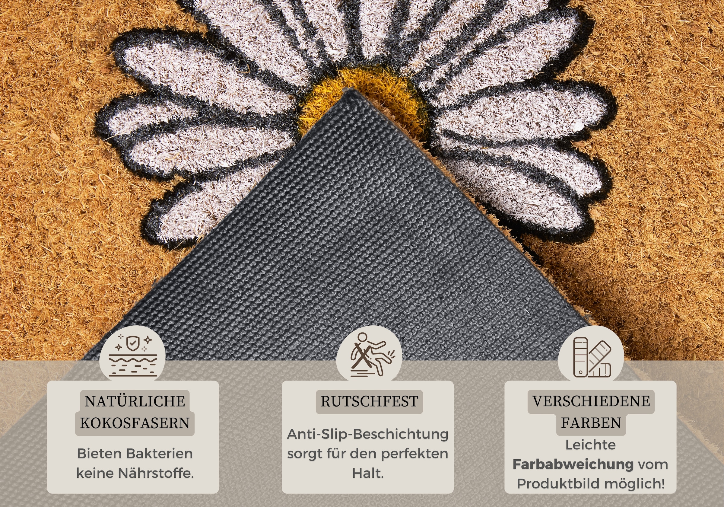 HANSE Home Fußmatte »Home, Türmatte«, rechteckig, 15 mm Höhe, Kokos, Schmutzfangmatte, Outdoor, Rutschfest, Innen, Kokosmatte, Flur