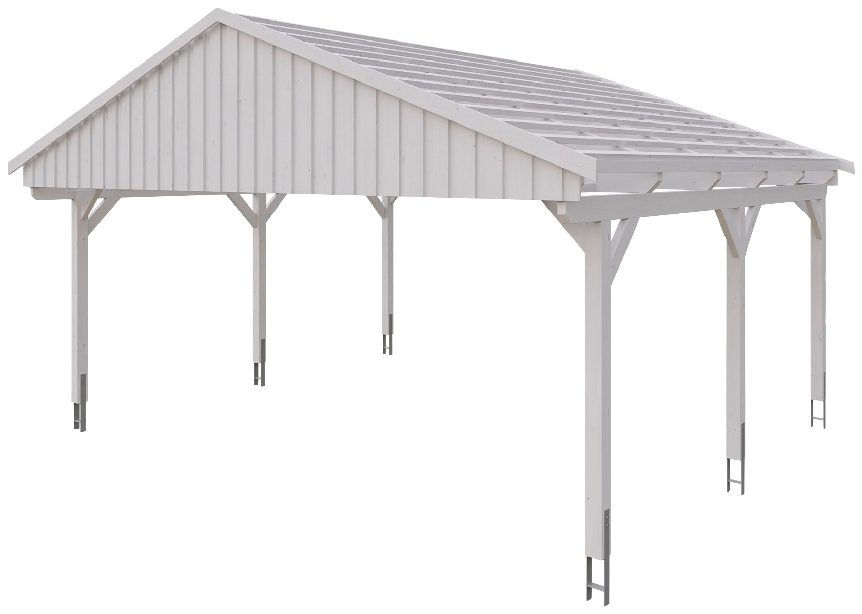Skanholz Doppelcarport »Fichtelberg«, Leimholz-Nordisches Fichtenholz, weiß, mit Dachlattung
