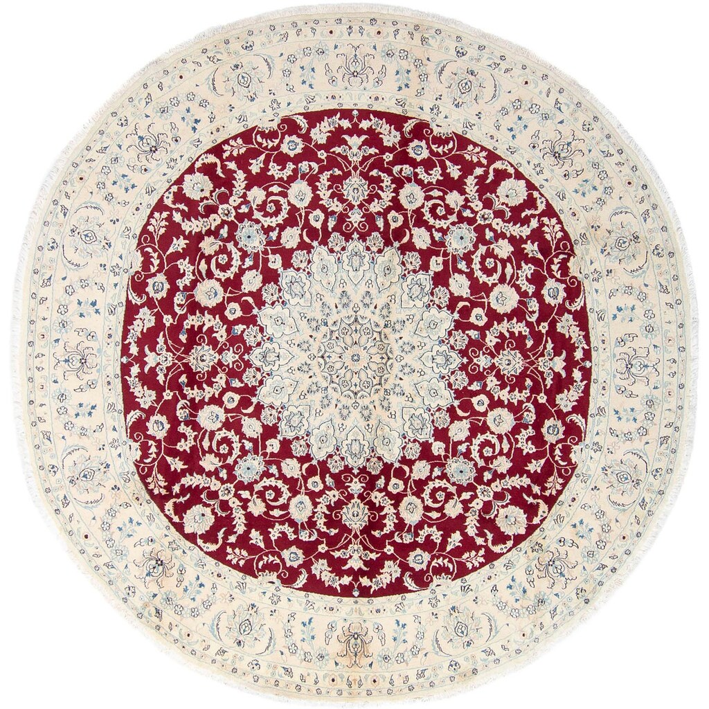 morgenland Wollteppich »Nain Medaillon Rosso scuro 302 x 302 cm«, rund