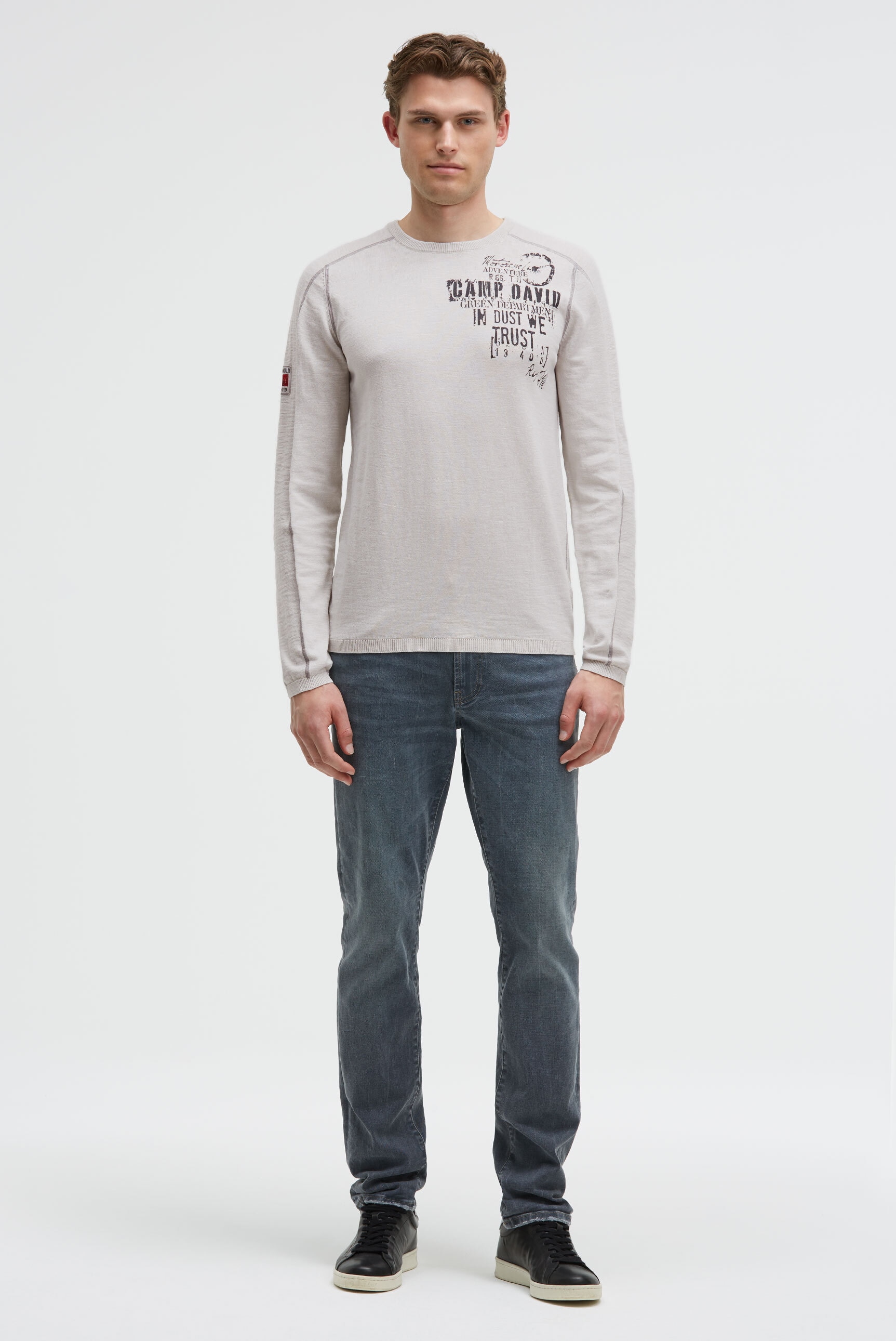 CAMP DAVID Rundhalspullover aus Baumwolle