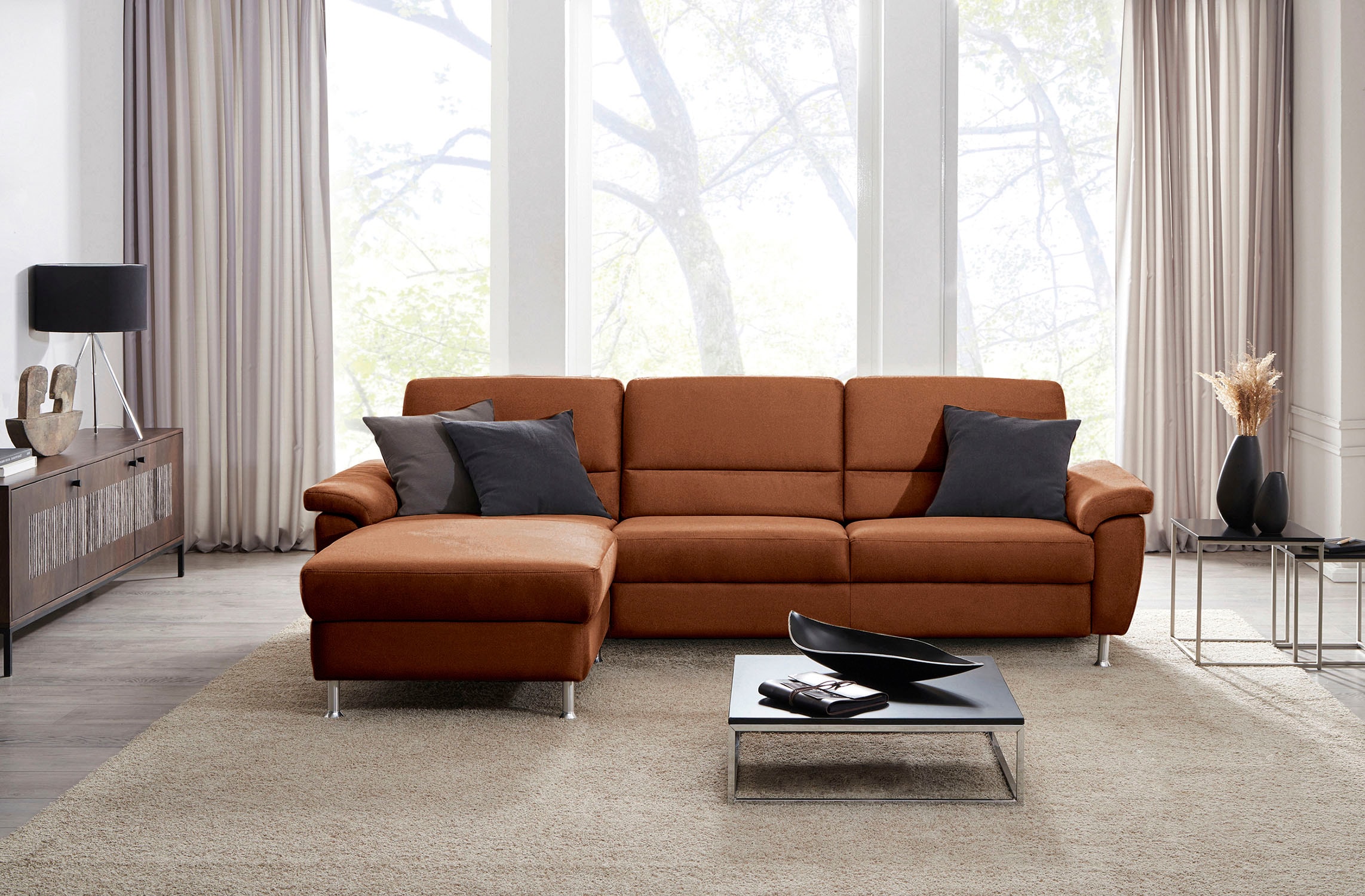 CALIZZA INTERIORS Ecksofa »Onyx L-Form«, Recamiere links oder rechts, wahlweise mit Bettfunktion, Breite 270 cm