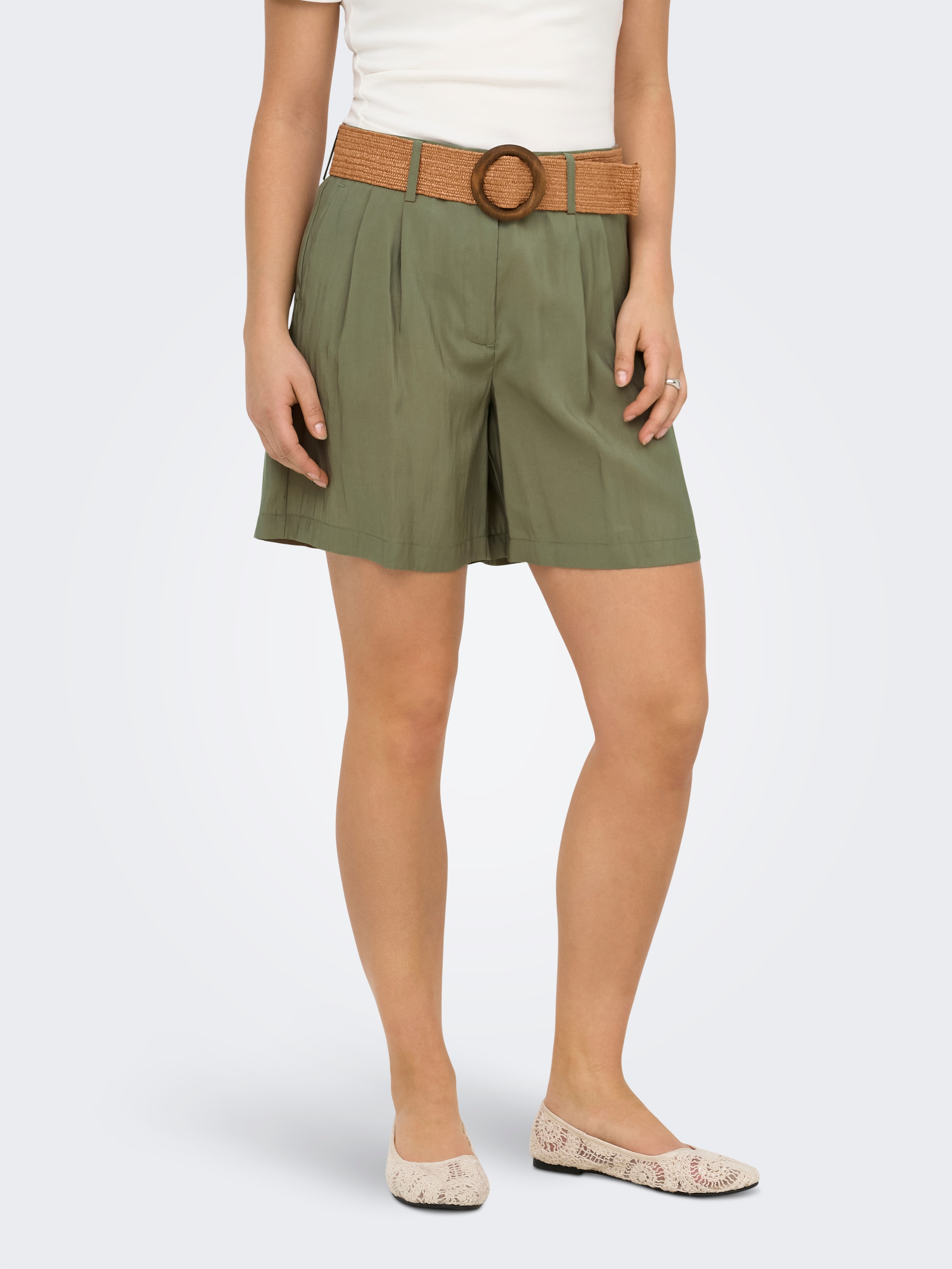 ONLY Shorts »ONLIBIZA HW BELT SHORTS PNT«  Materialmix, regular fit, High Waist
