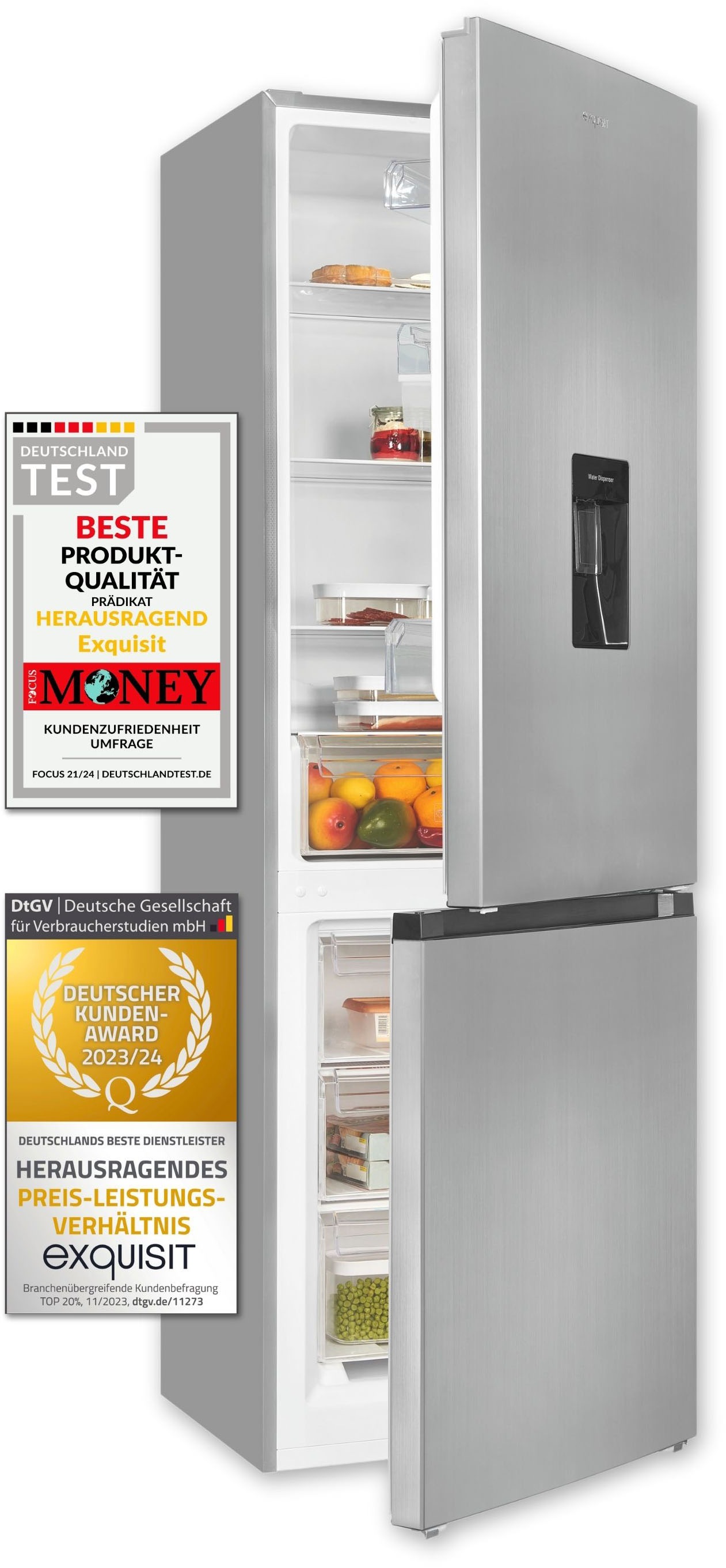 exquisit Kühl-/Gefrierkombination "KGC320-95-E-WS-040C" 185,8 cm hoch 60 cm günstig online kaufen