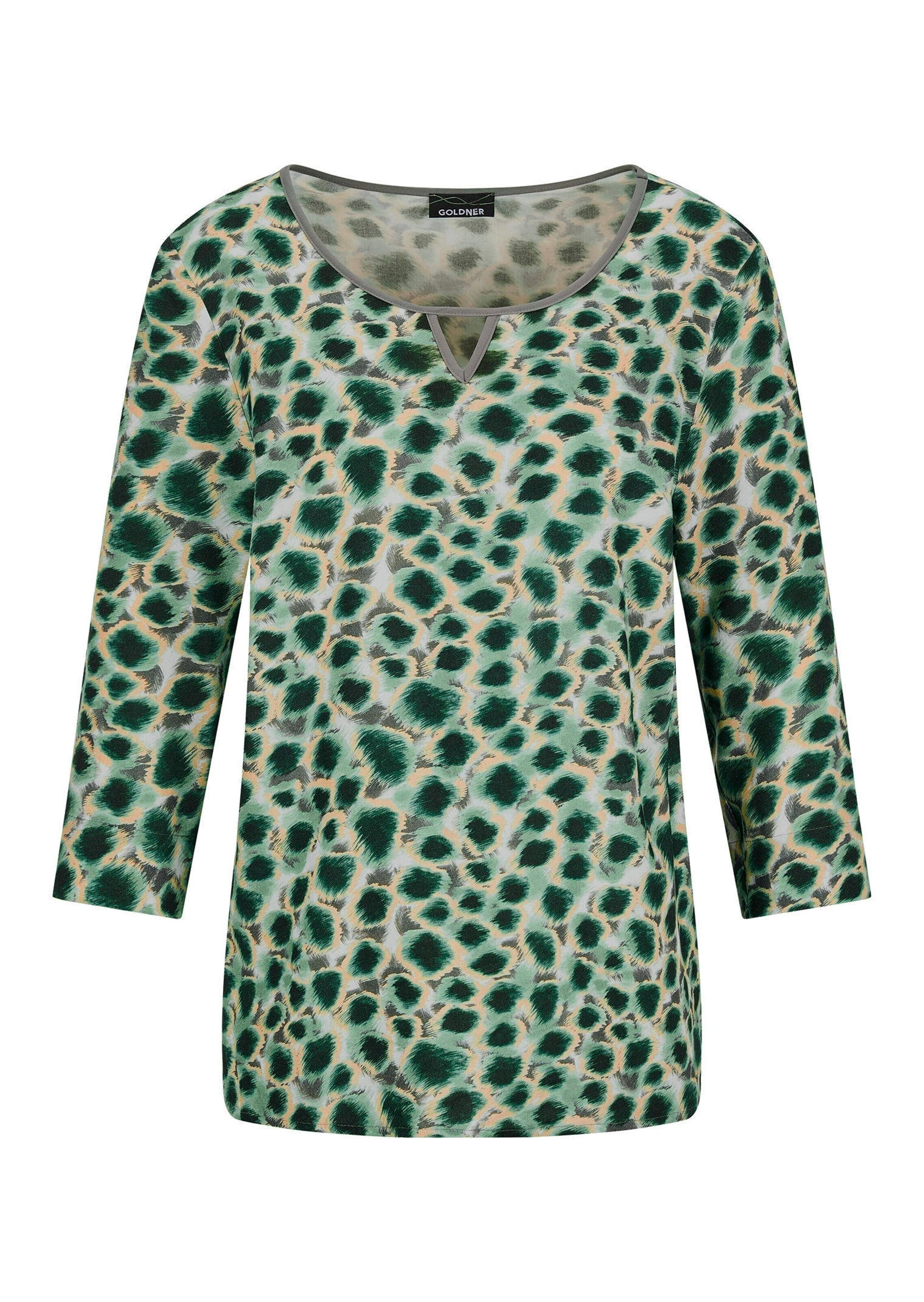 GOLDNER "Elegante Viskosebluse mit Leo-Muster" Rundhalsausschnitt