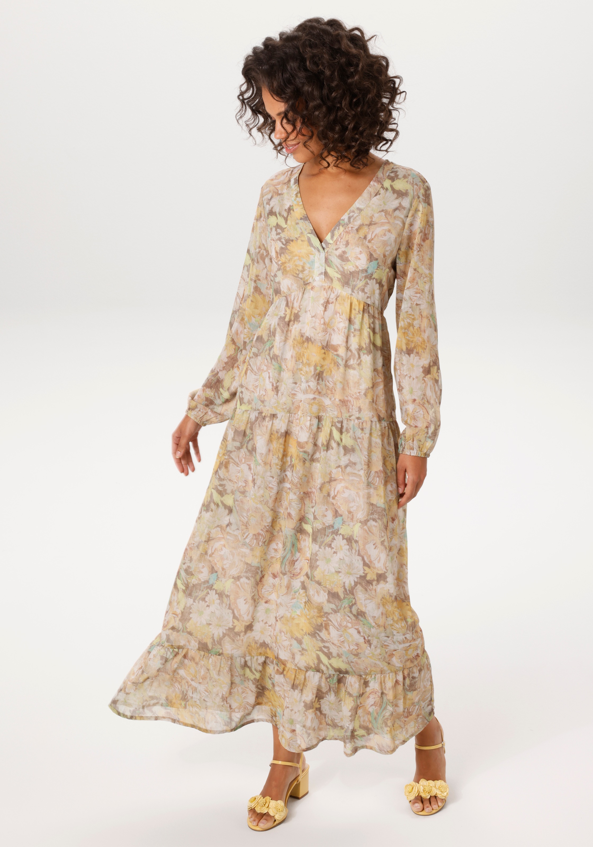 Aniston CASUAL Maxikleid mit pastellfarbenen Blumendruck - NEUE KOLLEKTION günstig online kaufen