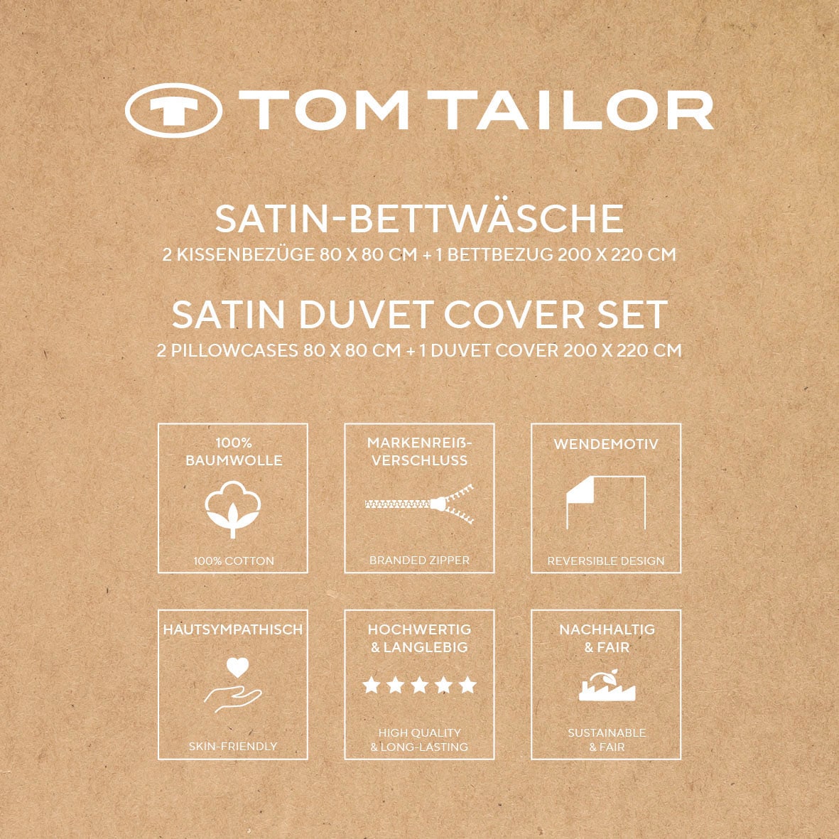 TOM TAILOR HOME Bettwäsche »TWO-TONE SOLID COLORS in Gr. 135x200cm, 155x220cm oder 200x200cm«, (3 tlg.), new bedroom, Doppelnaht am Kissen