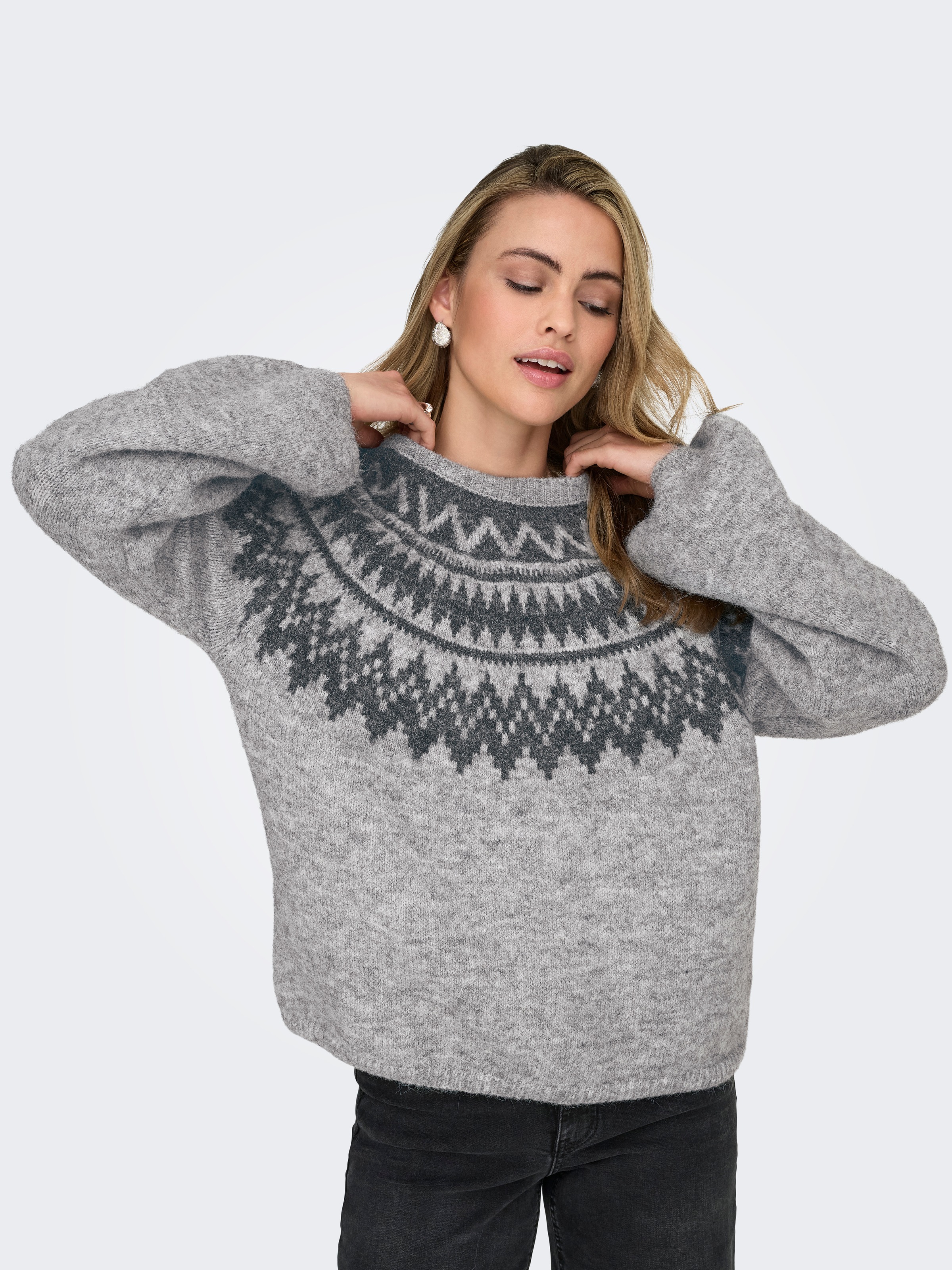 ONLY Strickpullover "ONLREYKJA LS O-NECK KNT" mit Wolle und Stretchanteil günstig online kaufen