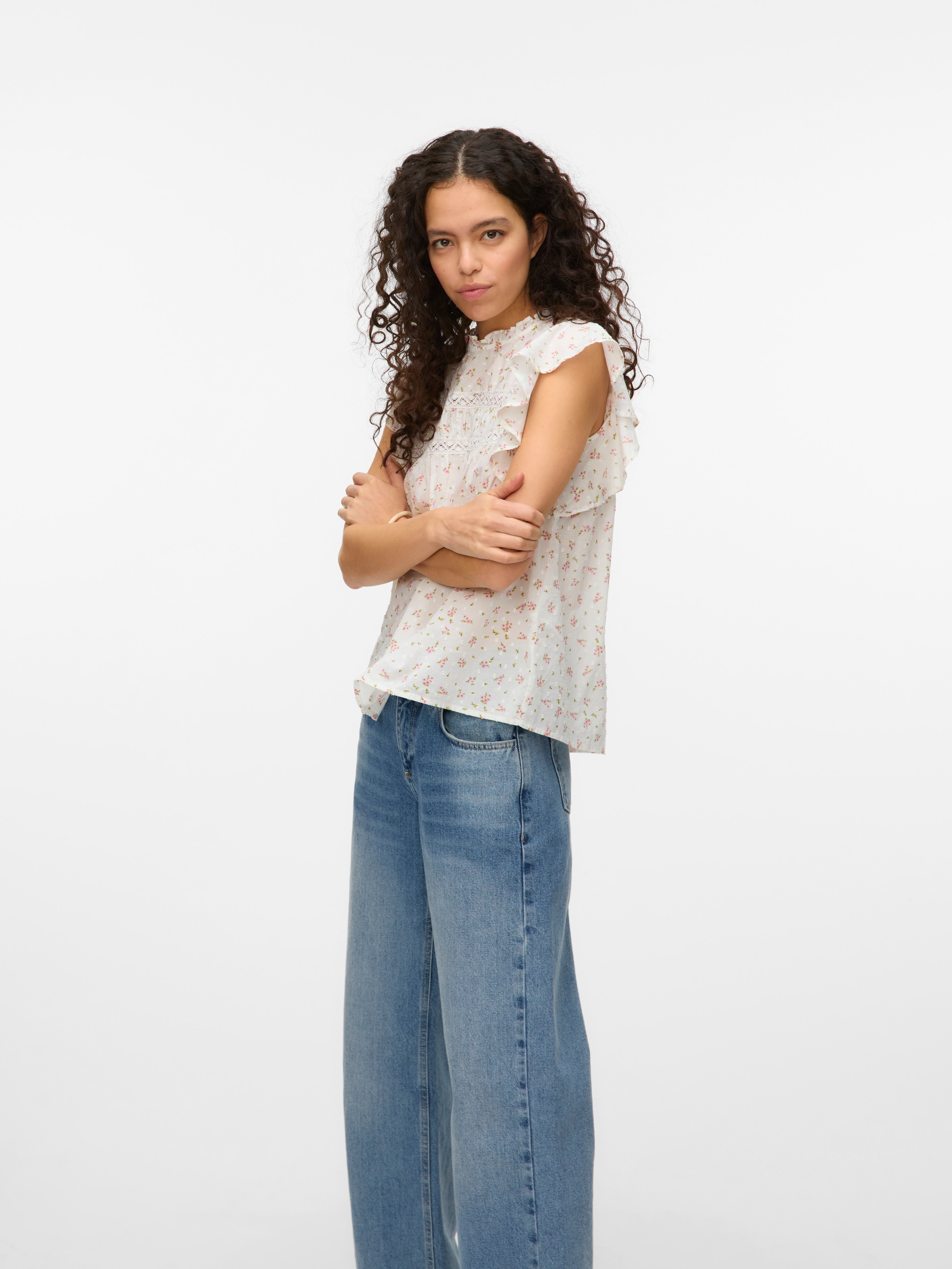 Vero Moda "VMTRINE SL LACE TOP WVN NOOS" Baumwolle günstig online kaufen