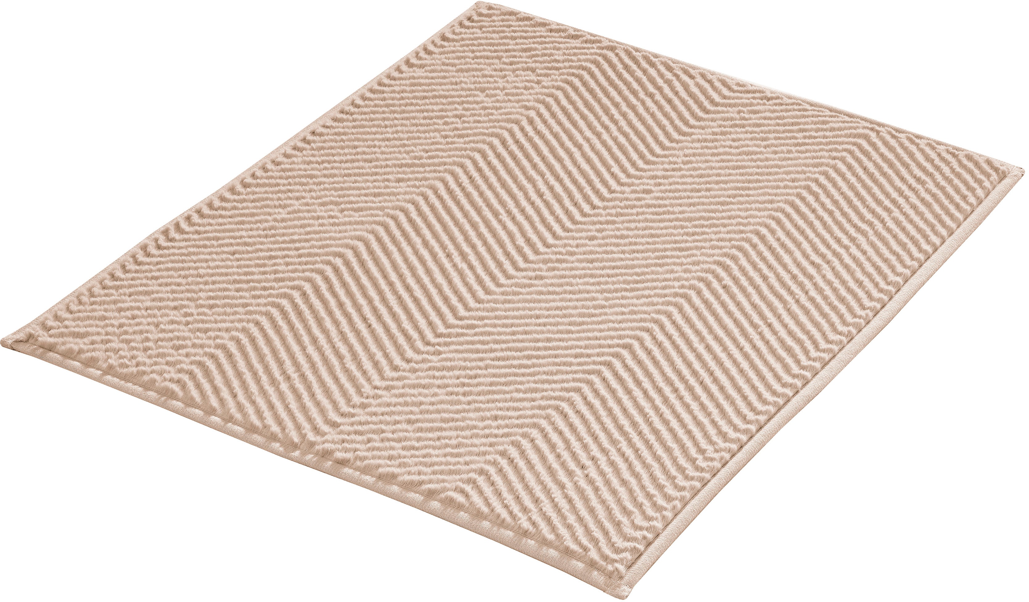 Kleine Wolke Badematte "Zigzag, Badvorleger, Badezimmer Teppich" Höhe 10 mm rutschhemmend beschichtet fußbodenheizungsgeeignet Badteppich, Uni-Farben, modernes Zickzack Muster