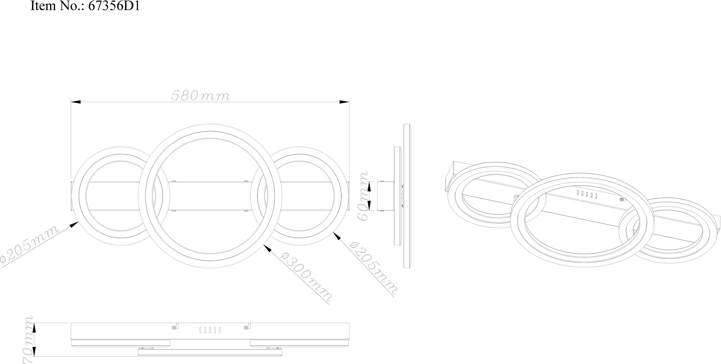 GLOBO LIGHTING Deckenleuchte »DAKARI I« LED-Modul 1 Stk. Warmweiß Deckenlampe Wohnzimmer-Leuchte Schlafzimmer-Leuchte Flur Küche