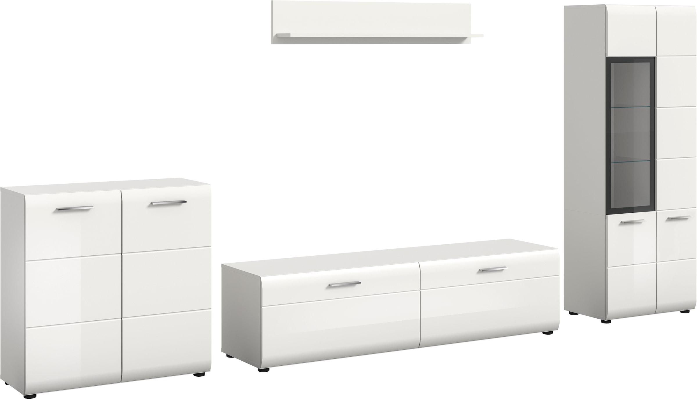 INOSIGN Wohnwand "FLORENZ, 4-teilige Wohn-Kombination, hochwertige MDF-Fron günstig online kaufen