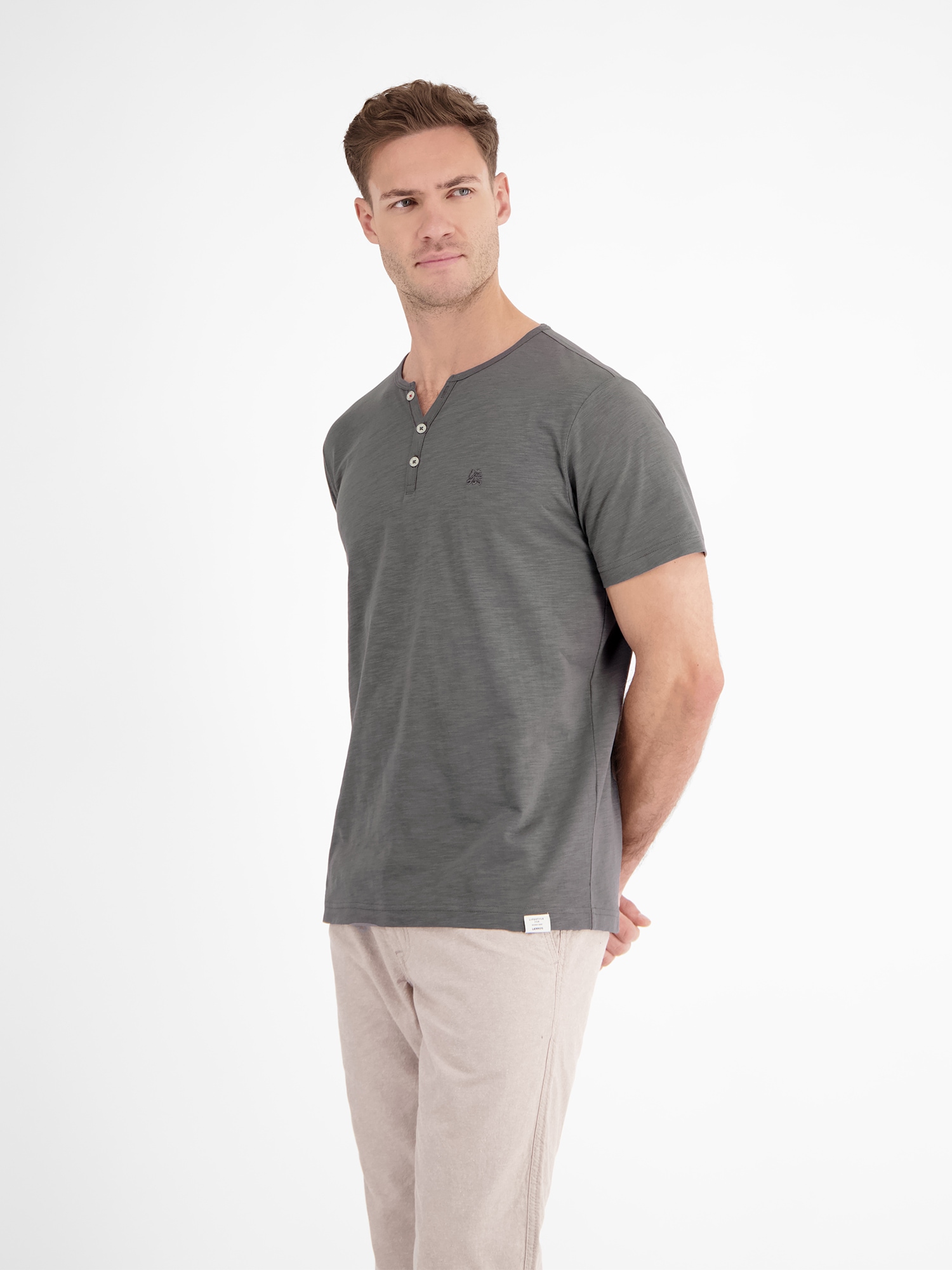 LERROS Henleyshirt »LERROS Serafino-Shirt in unifarbener Strukturware«
