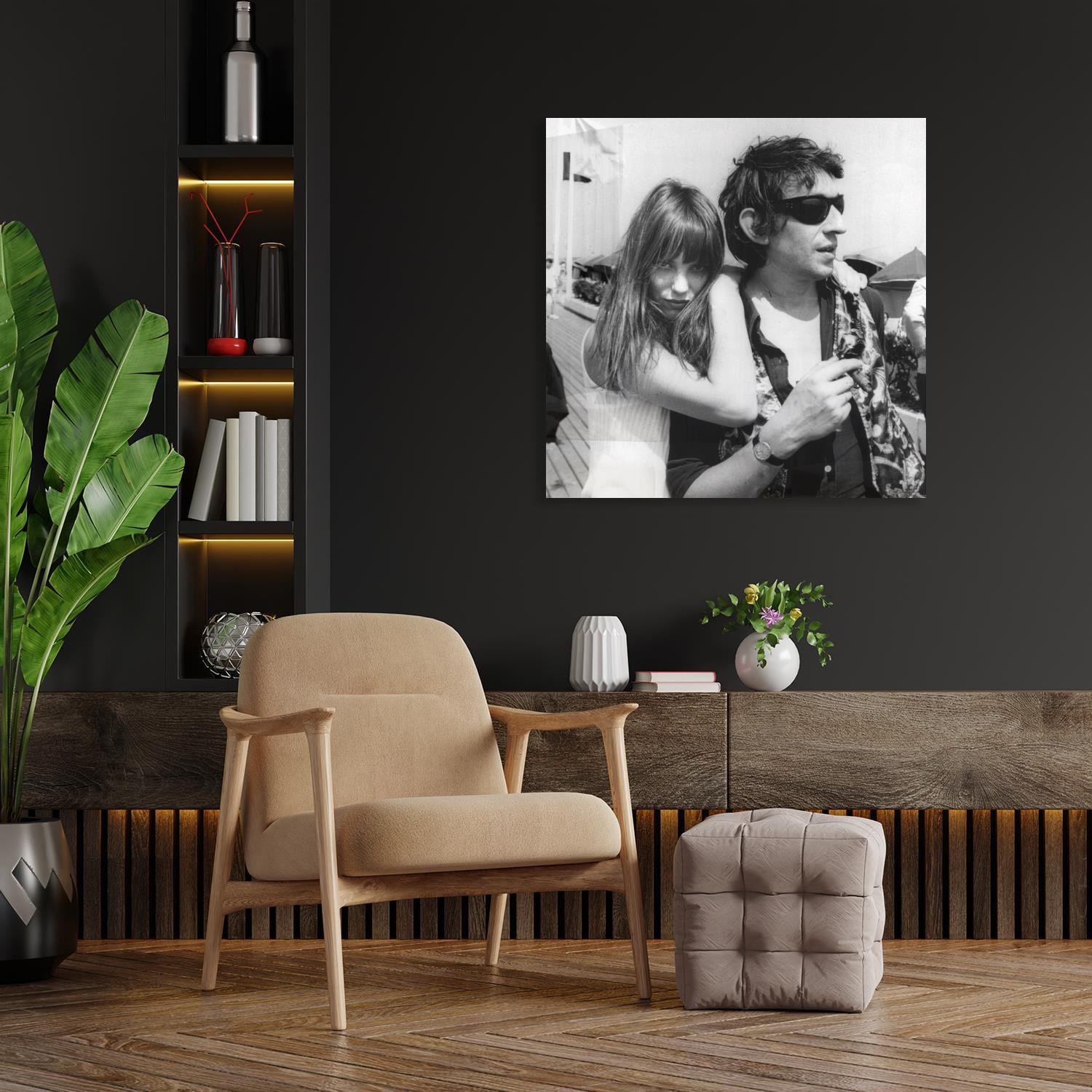 queence Acrylglasbild "Jane & Serge" Film Foto Frau Mann Schwarz-Weiß Stars Fine Art-Print in Galeriequalität