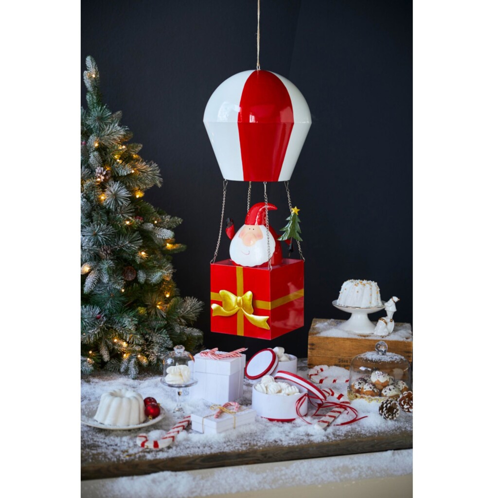 Dekoobjekt »Ballon mit Weihnachtsmann«, Aus Metall, Höhe 78 cm