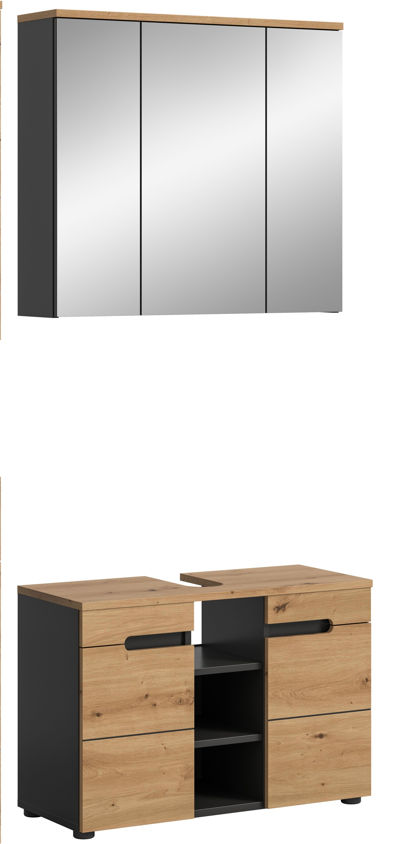 welltime Badmöbel-Set "REHAT, 2-teilig, Breite 80 cm, mit Grifflosen Fronte günstig online kaufen