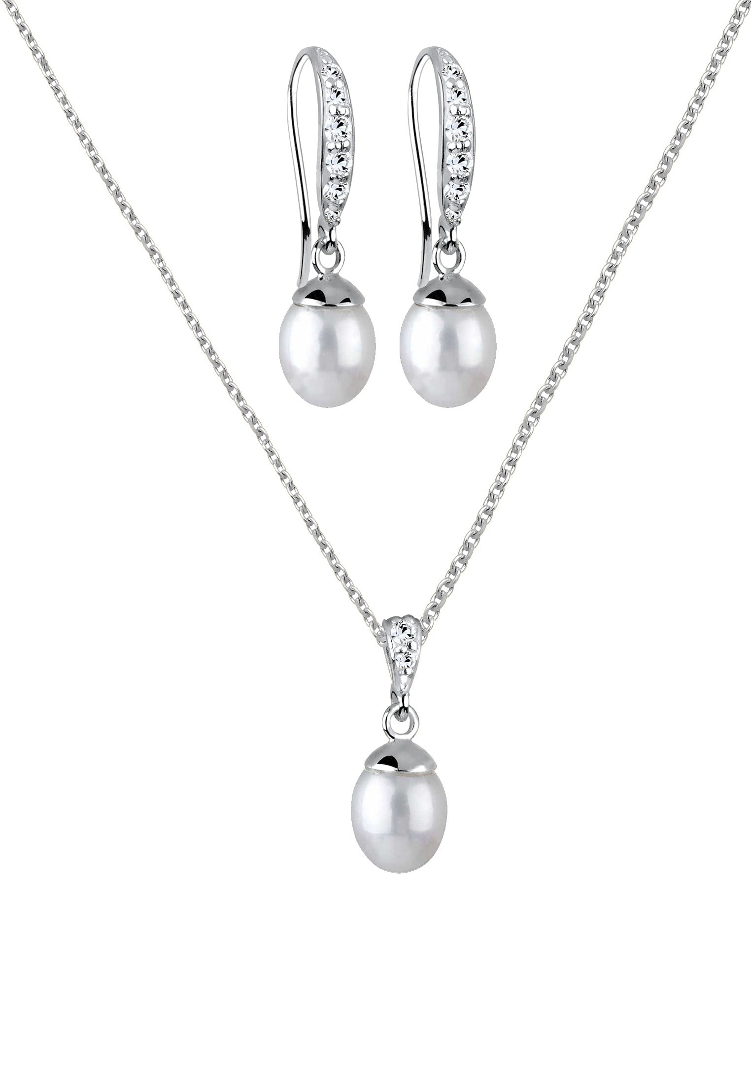 Elli Schmuckset »Elegant Perle Kristalle 925 Silber«