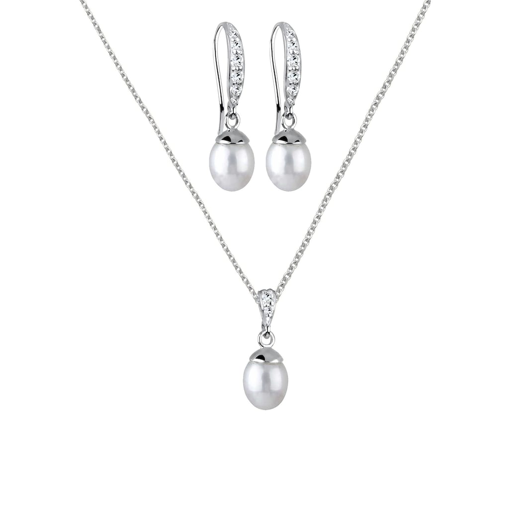 Elli Schmuckset »Elegant Perle Kristalle 925 Silber«