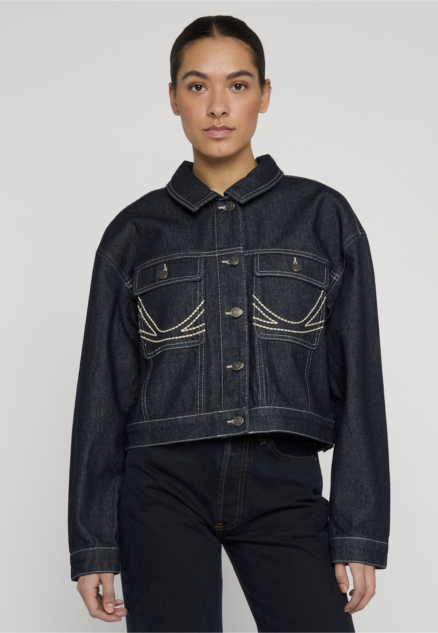 Karl Kani Jeansjacke »Karl Kani Kani Rinsed Cropped Denim Jacket« 1 Stk. tlg. ohne Kapuze