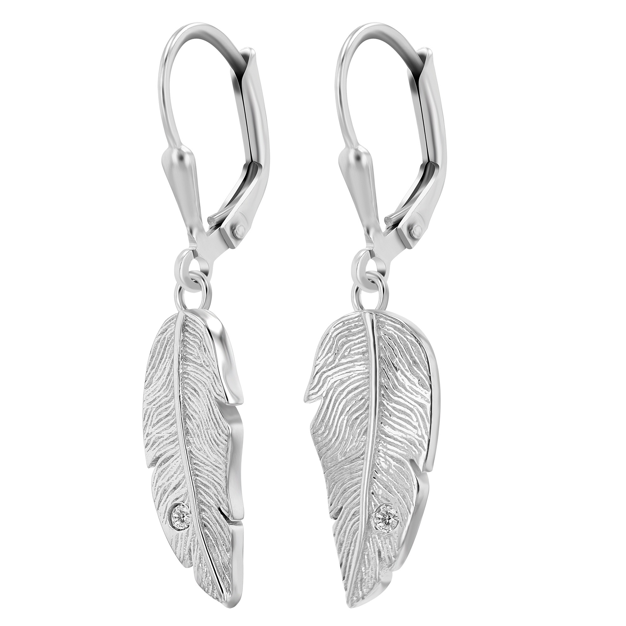 Paar Ohrhänger »Ohrhänger Feder aus 925 Silber mit Zirkonia«