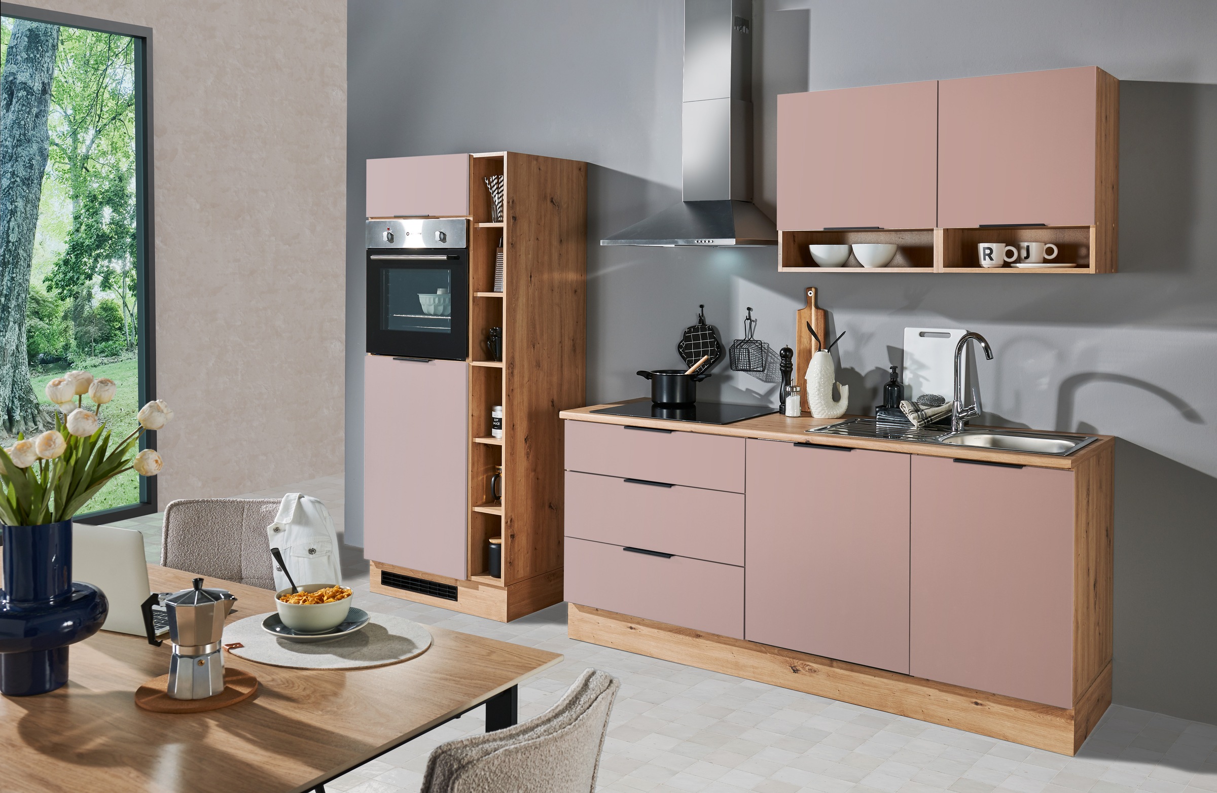 Thumbnail - BASIC by Balculina Küchenzeile "Oskar B/H/T 270x211x60 cm" Breite 270cm, wahlweise mit E-Geräte, L/R montierbar