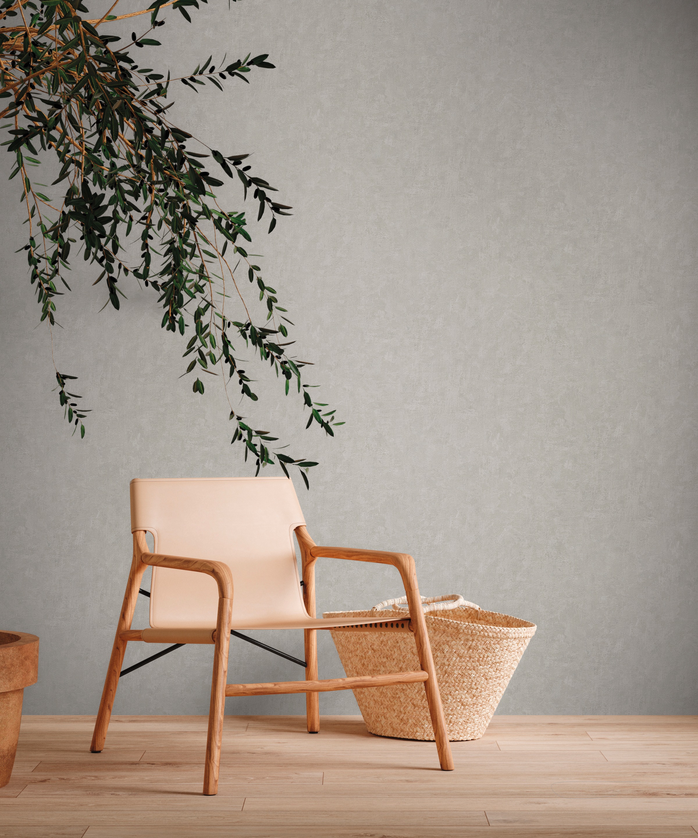 A.S. Création Vliestapete "Natural Living Putzoptik" Gemustert Matt Neutral Leicht Strukturiert Strukturtapete Pvc-Frei, Skandinavisch, Flur