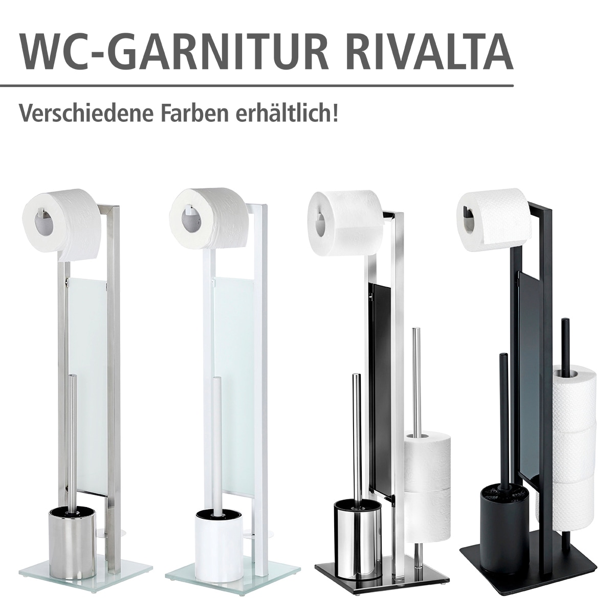 WENKO WC-Garnitur »Rivalta«, aus Edelstahl, integrierter Toilettenpapierhalter und WC-Bürstenhalter