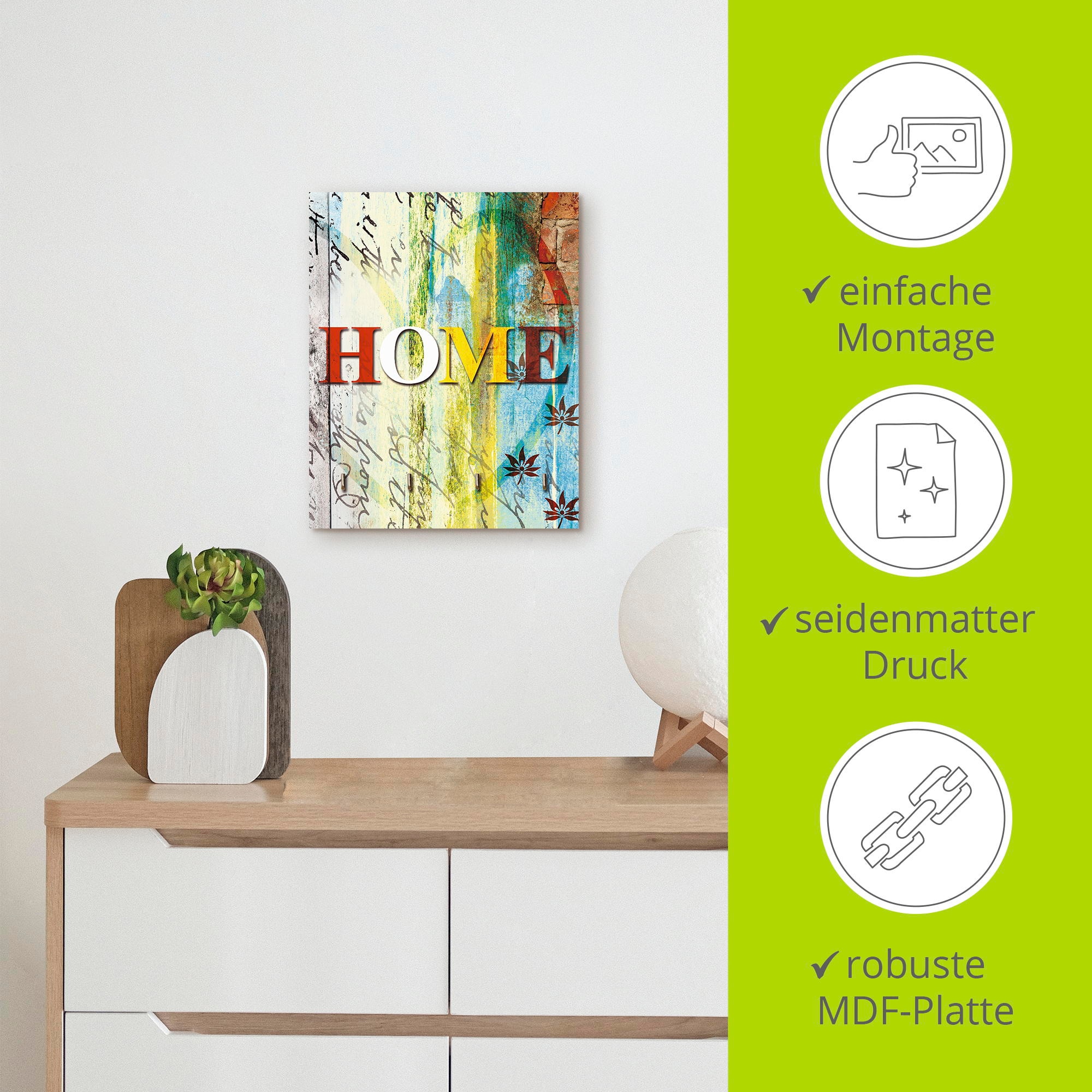 Artland Hakenleiste »Buntes Zuhause«, MDF